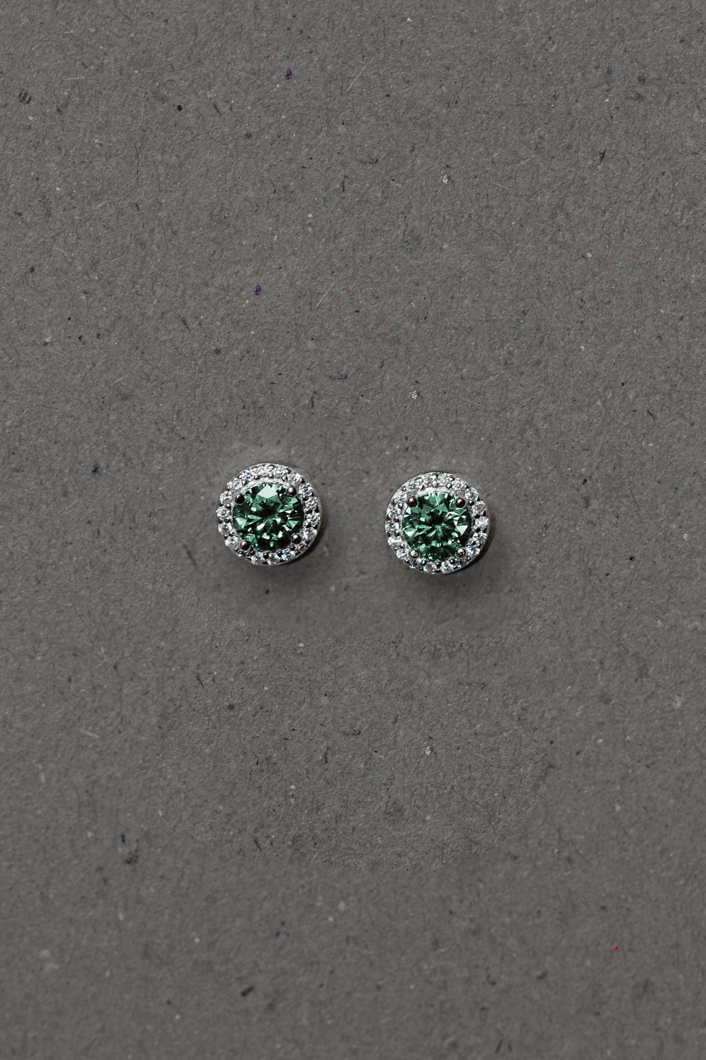 Elegant Moissanite Pine Green Stud Earrings. Rhodium Plated Sterling Silver 925.