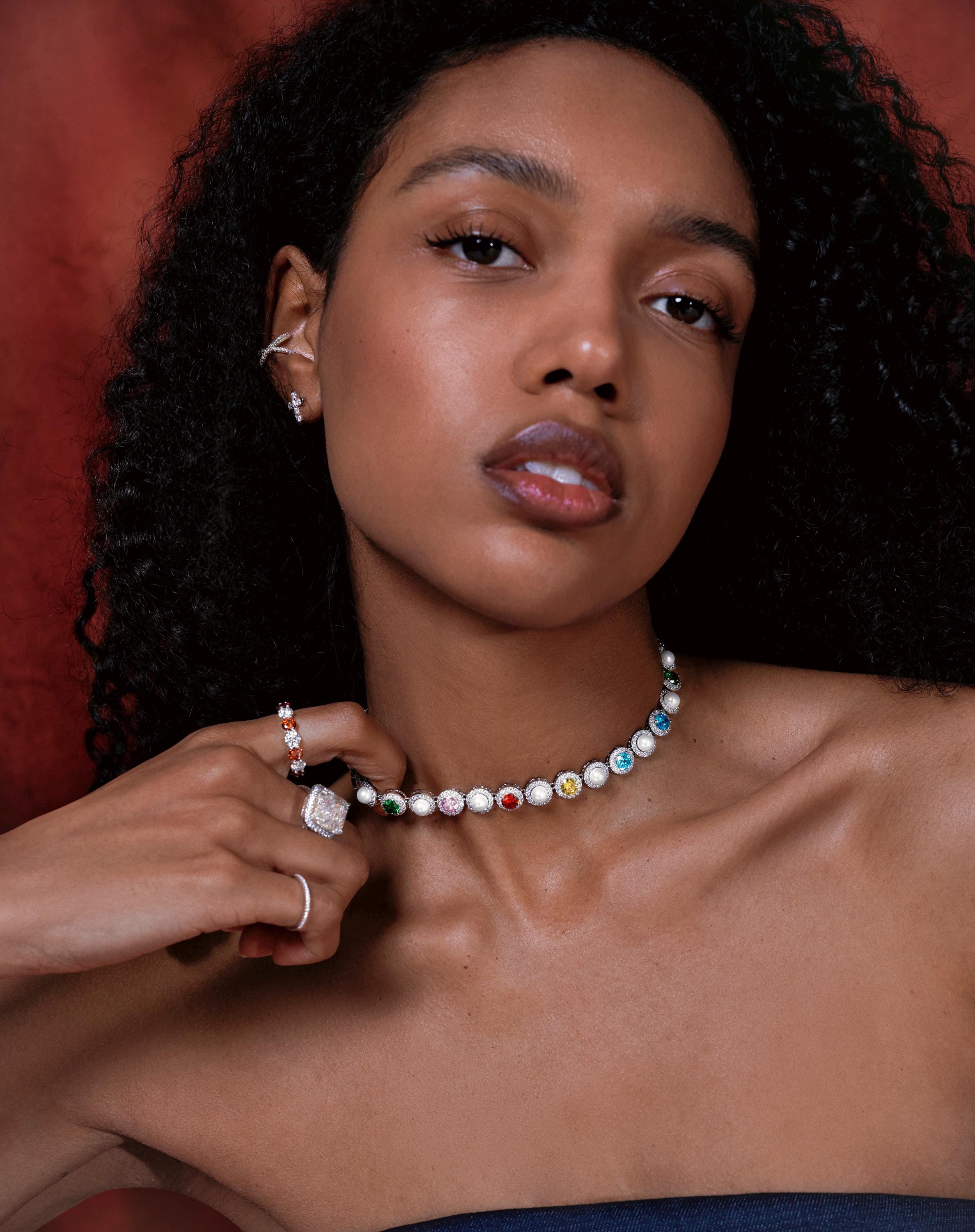 Joyful Bubbles Choker. Rhodium-plated Sterling Silver 925 + High Carbon Diamonds.