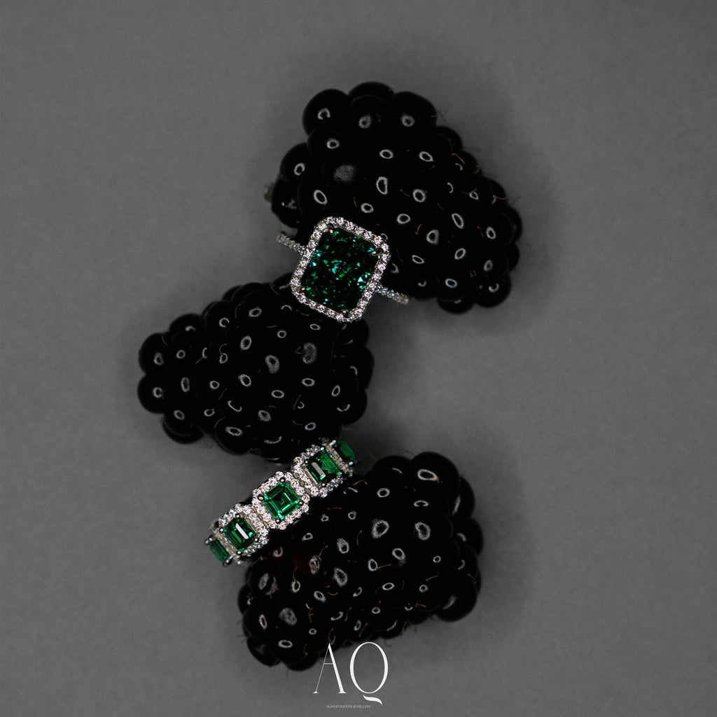 Sunny Royal Ring. Rhodium Plated Sterling Silver 925 + Light Yellow High Carbon Diamonds.