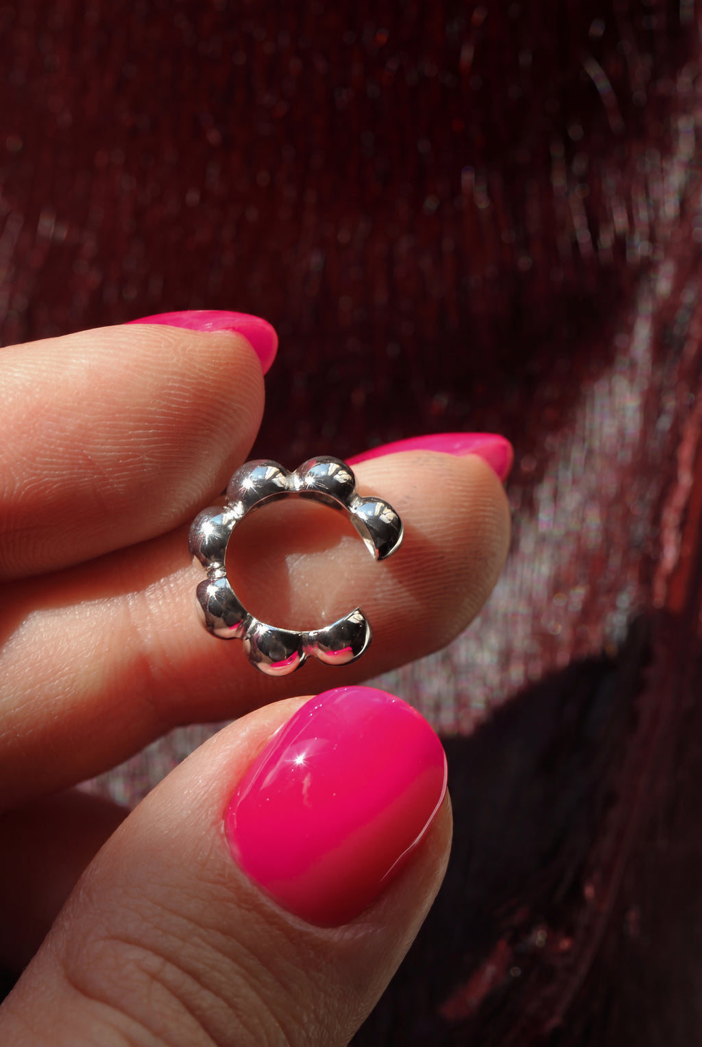 Bubbly Ear Cuff. Rhodium-plated Sterling Silver 925