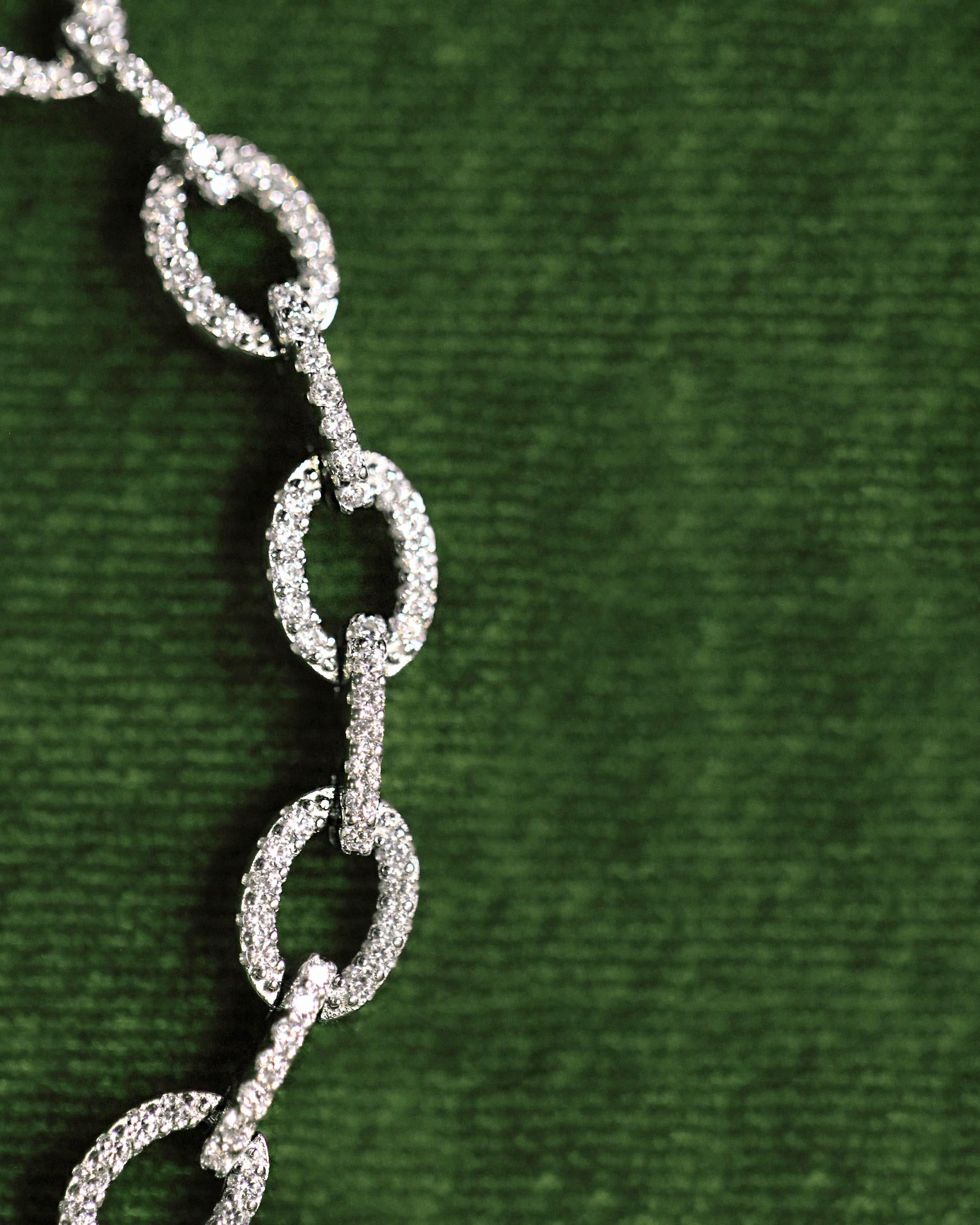 Chain bracelet. Rhodium-plated Sterling Silver 925 + High Carbon Diamonds.