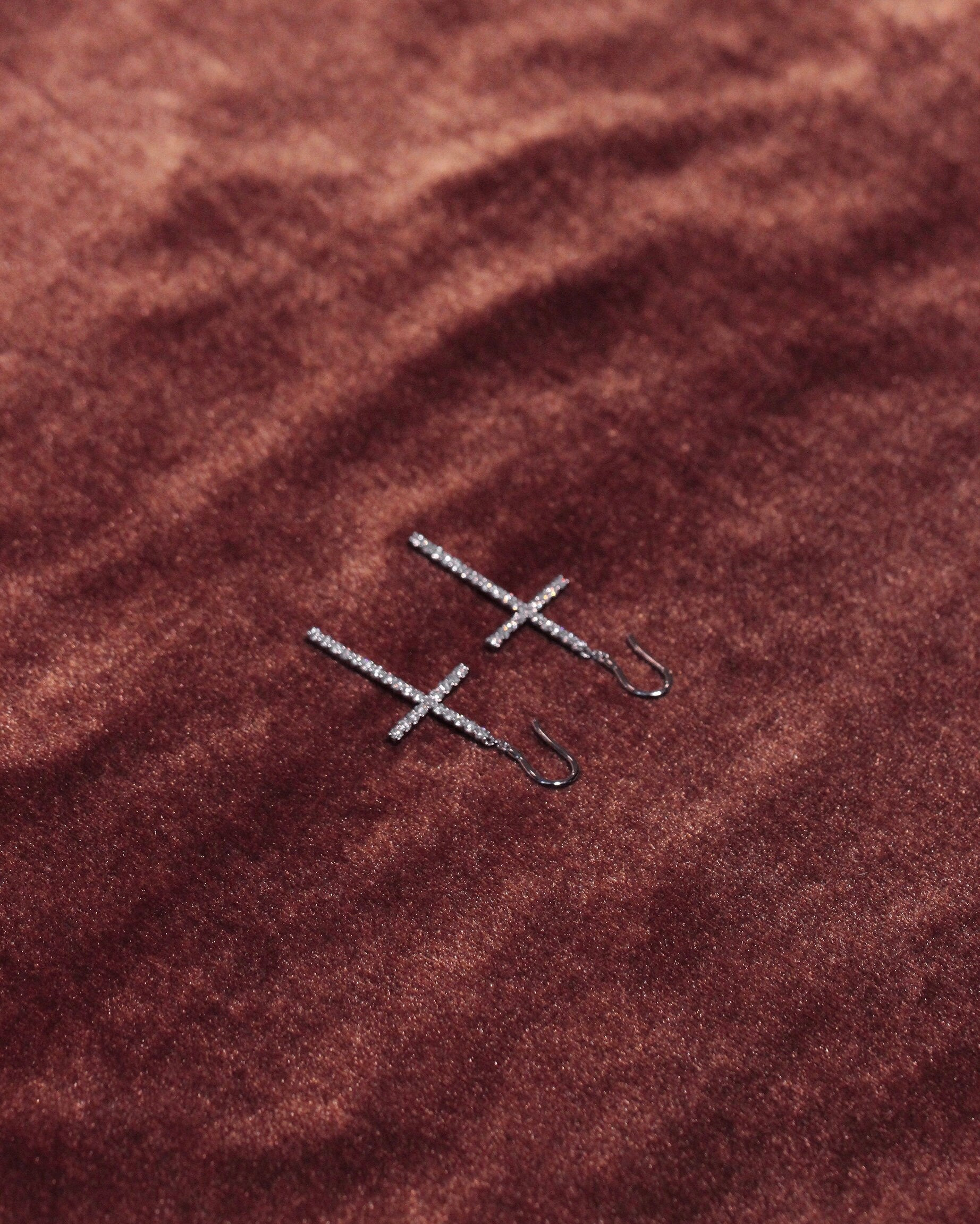Moissanite Cross Earrings: Sterling Silver Dangle Earrings