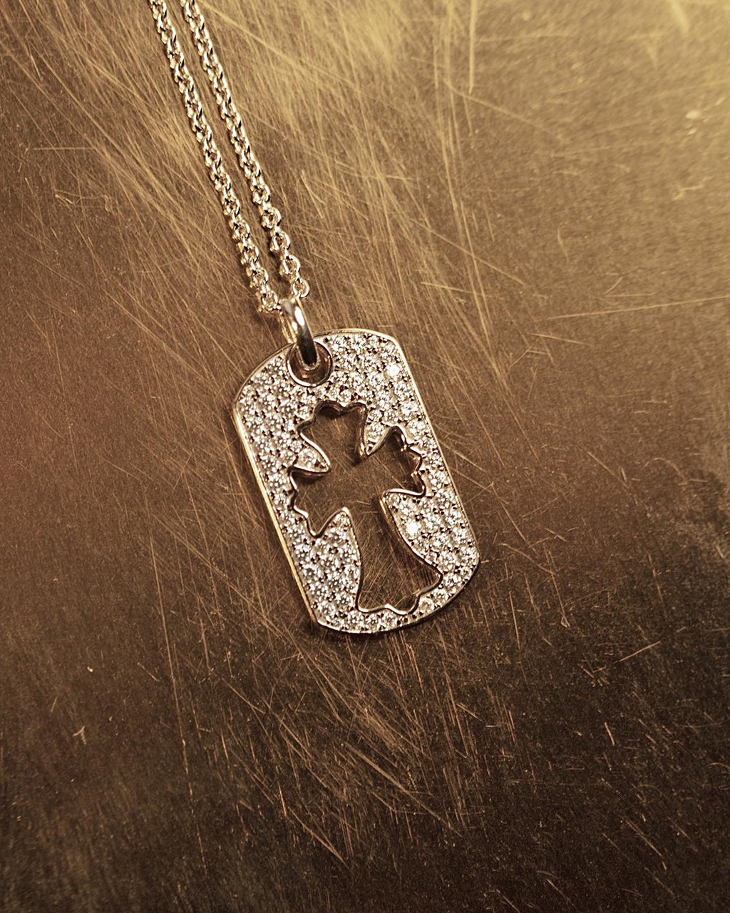 Ghotic cross. Sterling silver 925 amulet with high carbon diamonds. Pop-punk jewelry.