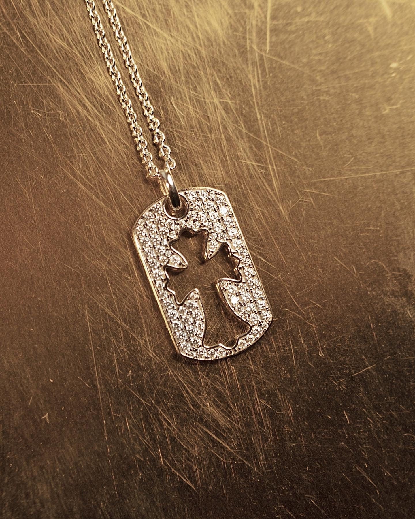 Ghotic cross. Sterling silver 925 amulet with high carbon diamonds. Pop-punk jewelry.