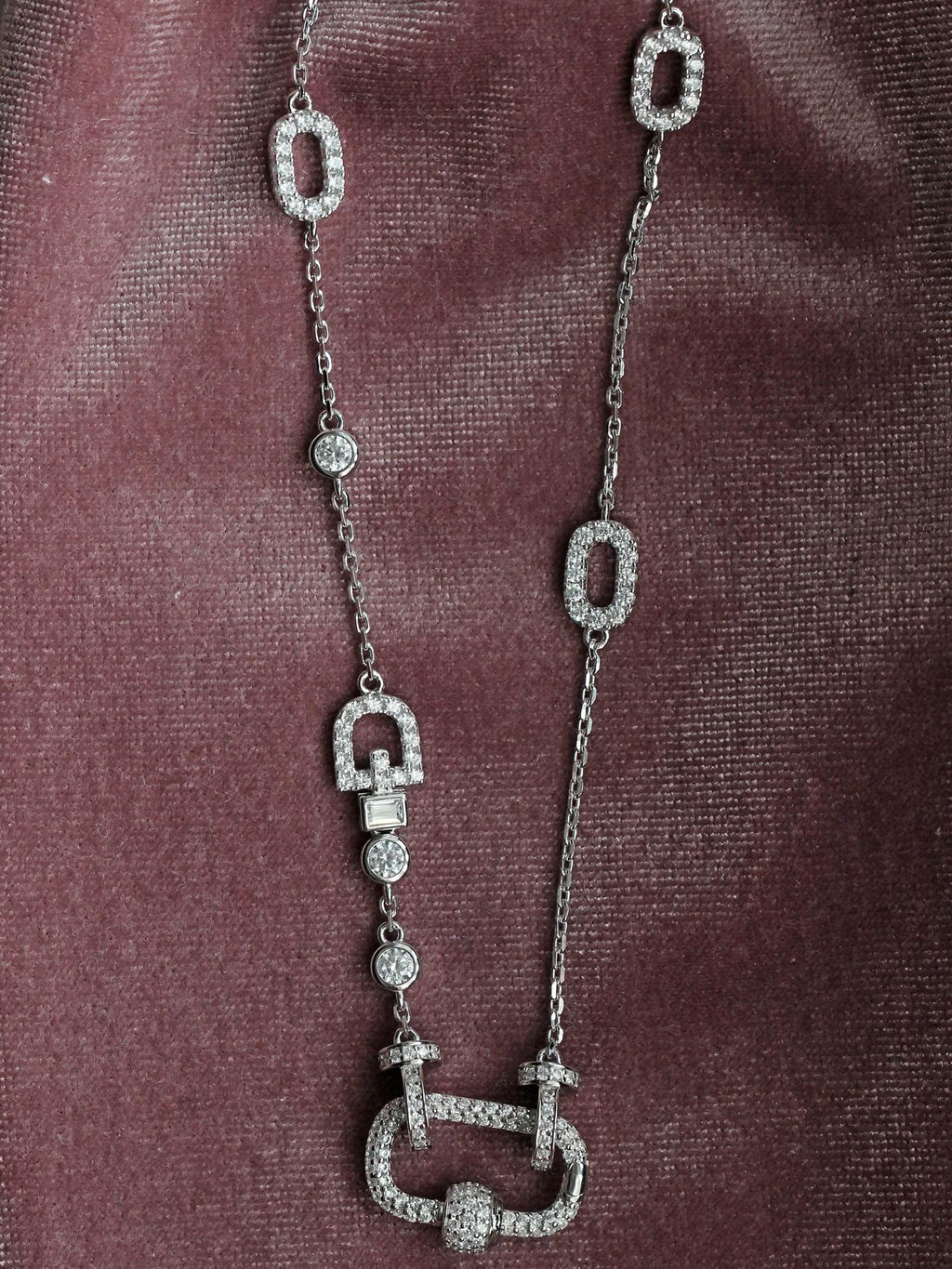 Urban Elegance Necklace. Rhodium Plated 925 Sterling Silver + High Carbon Diamond