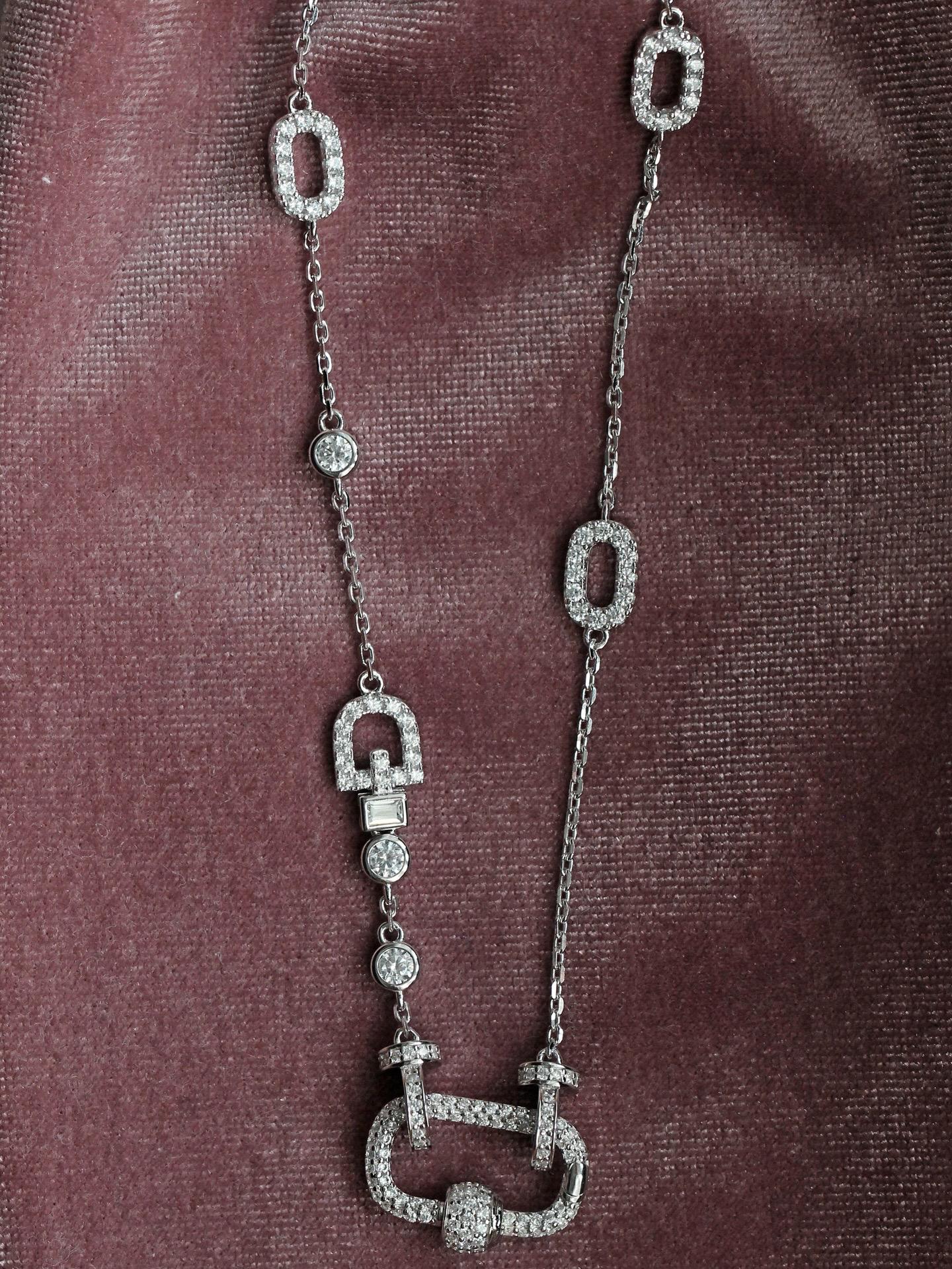 Urban Elegance Necklace. Rhodium Plated 925 Sterling Silver + High Carbon Diamond