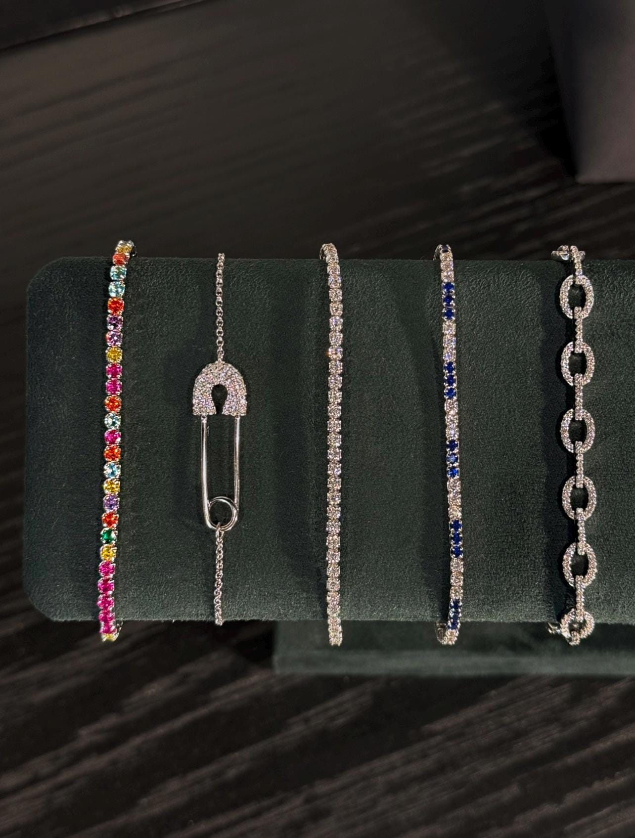 Vibrant Tennis Bracelet.  Rhodium Plated 925 Silver + High Carbon Diamonds.