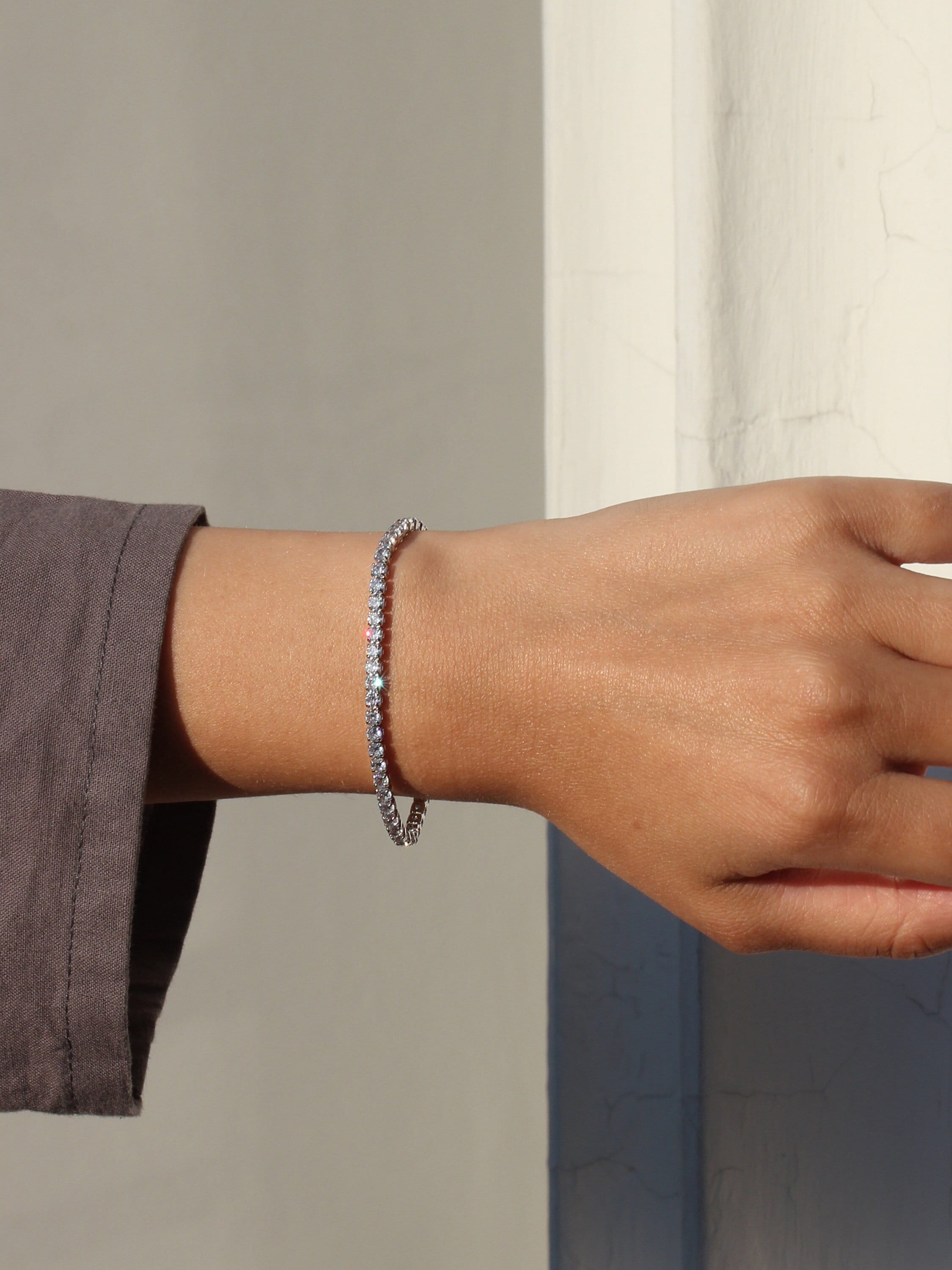 Tennis Bracelet. Rhodium-plated Sterling Silver 925 + High Carbon Diamonds.