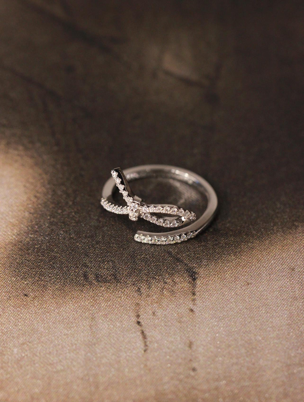 Sterling Silver Knot Ring: High Carbon Diamond Bow Ring