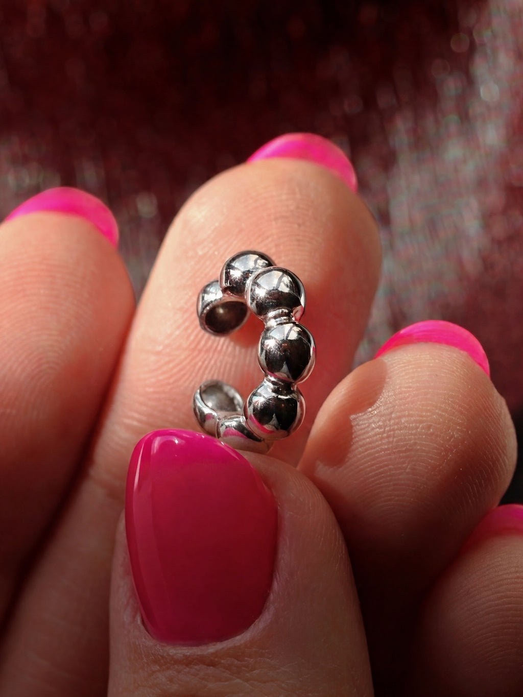 Bubbly Ear Cuff. Rhodium-plated Sterling Silver 925
