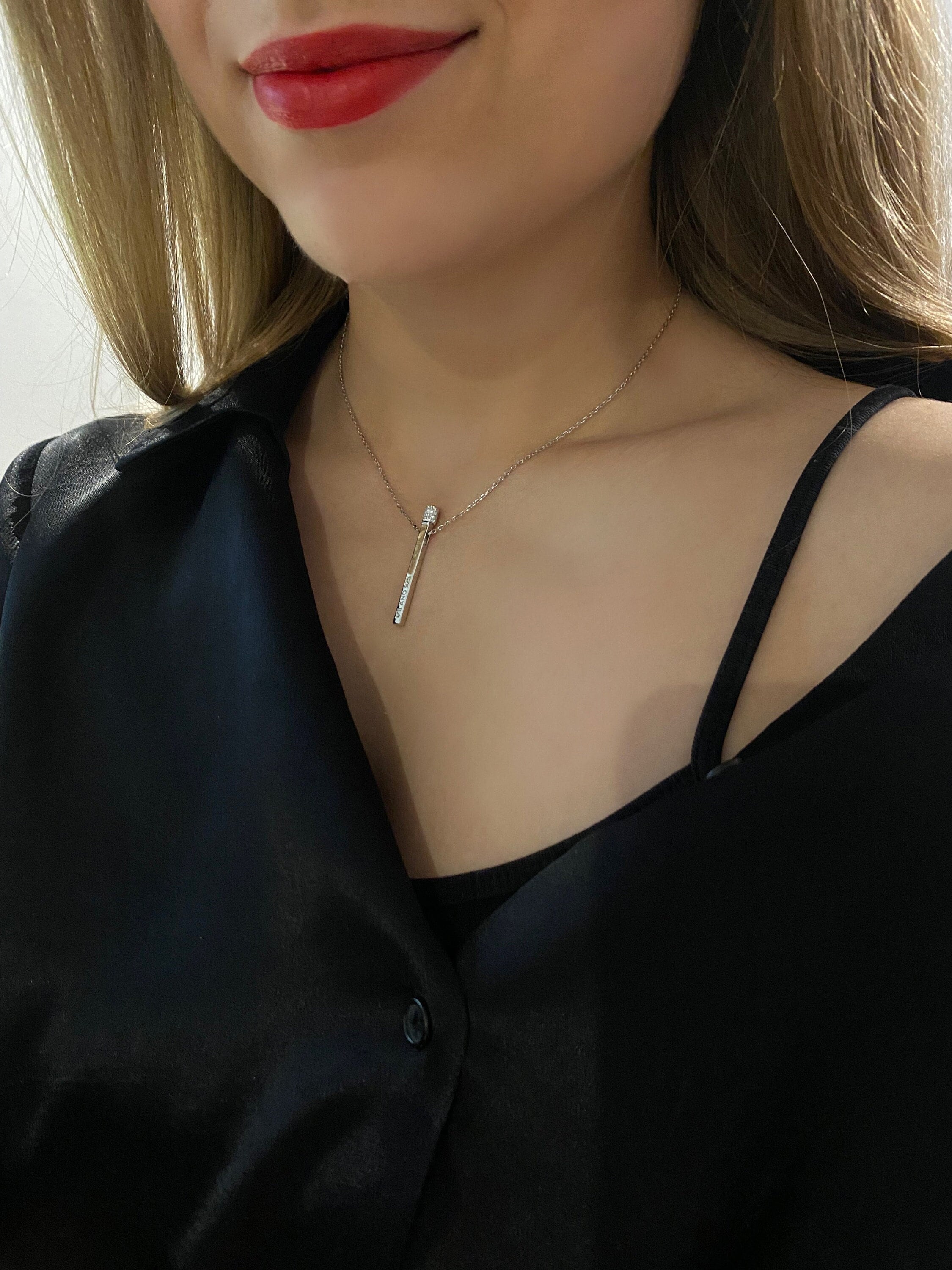 Match Pendant Necklace. Rhodium-plated Sterling Sterling Silver 925 + High Carbon Diamonds.