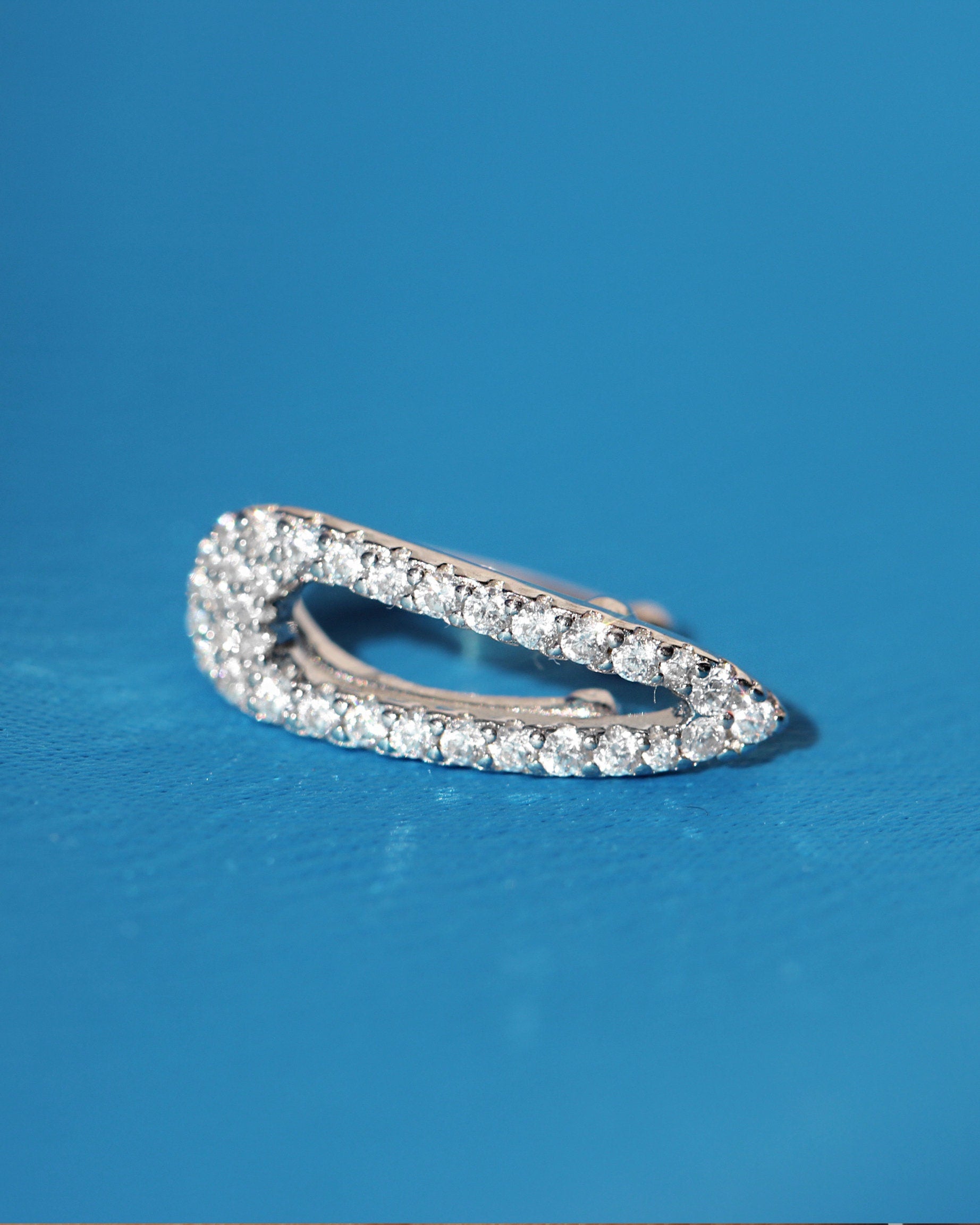 Hair Clip Ear Cuff. Rhodium-plated Sterling Silver 925 + High Carbon Diamonds. No Piercing Needed.