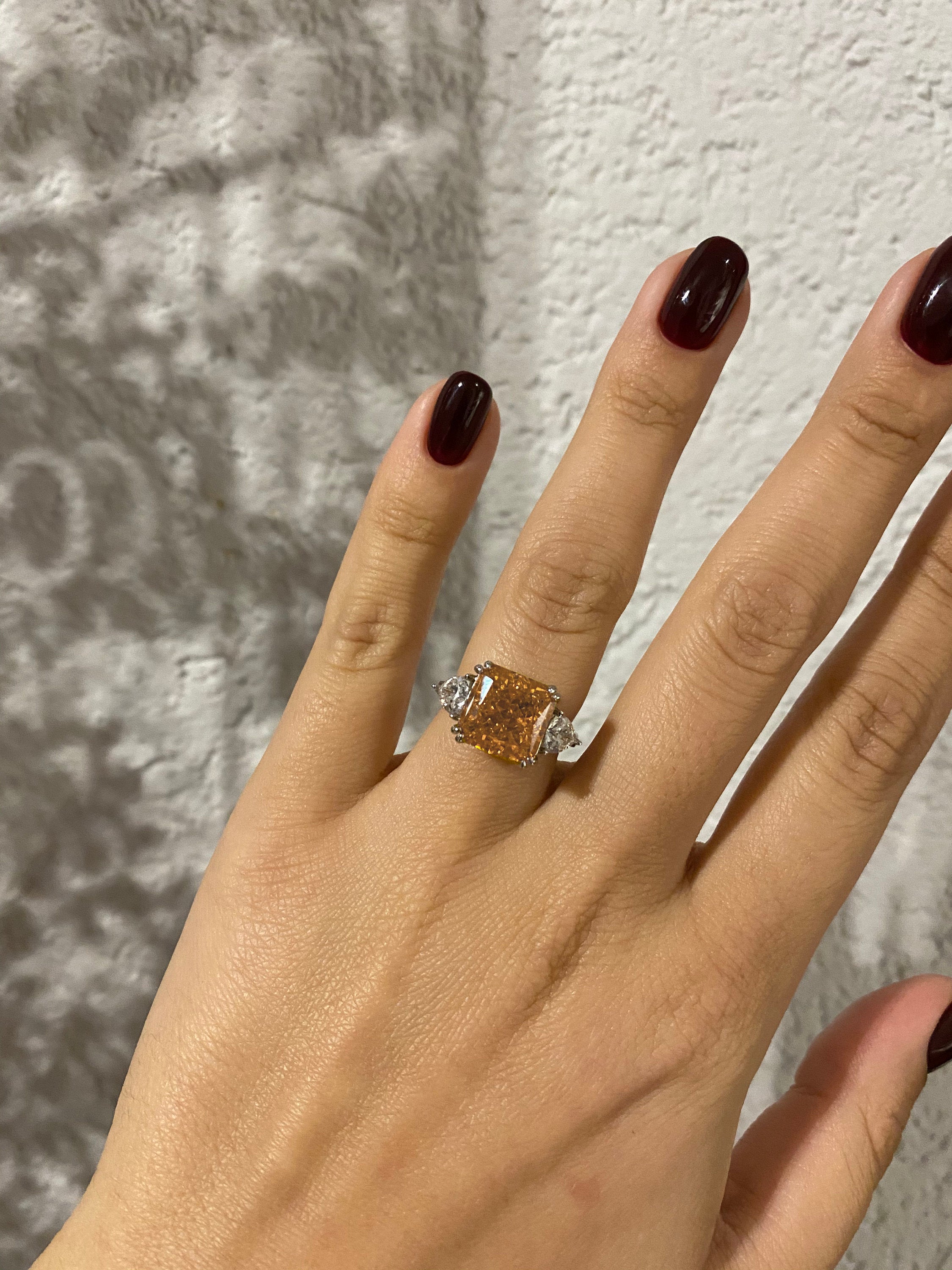 Lemonade-Orange Ring. Rhodium-plated Sterling Silver 925 + High Carbon Diamonds.