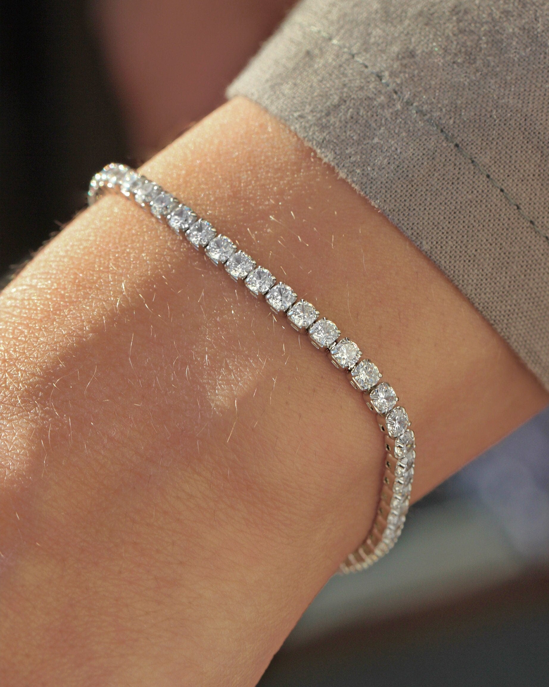 Tennis Bracelet. Rhodium-plated Sterling Silver 925 + High Carbon Diamonds.