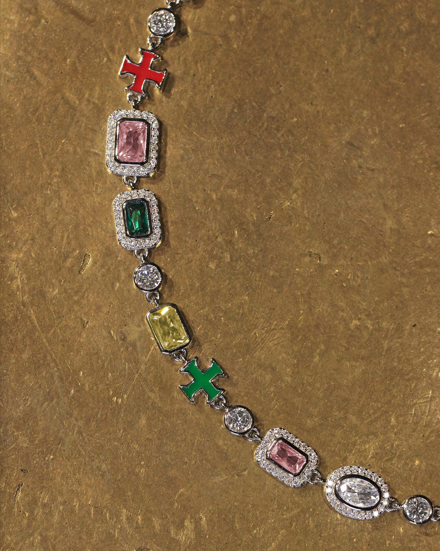 Gem Symphony Choker. Rhodium-plated Sterling Silver 925 + High Carbon Diamonds.