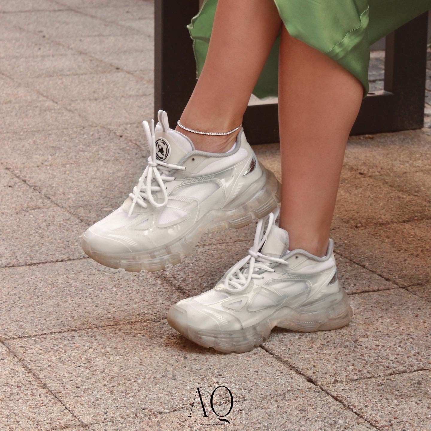 Sterling Silver Tennis Anklet: High Carbon Diamonds, Adjustable.