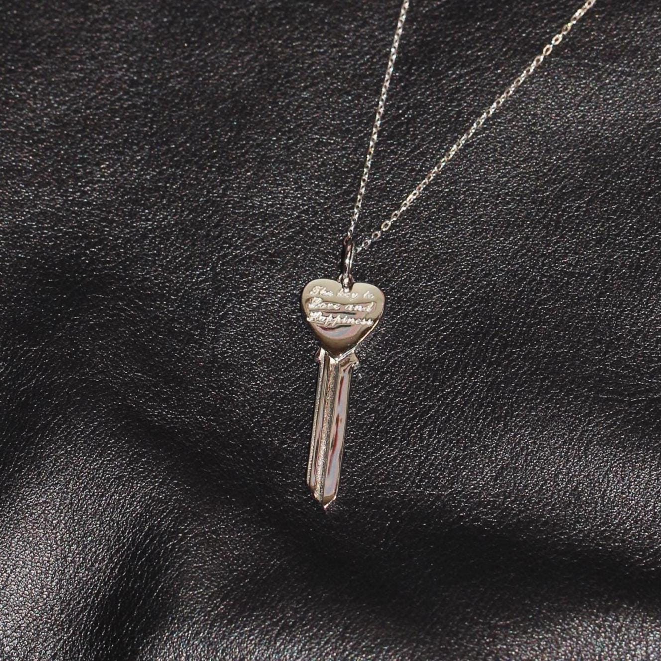 Sterling Silver Key Pendant Necklace: Spiritual Jewelry, Adjustable Chain.