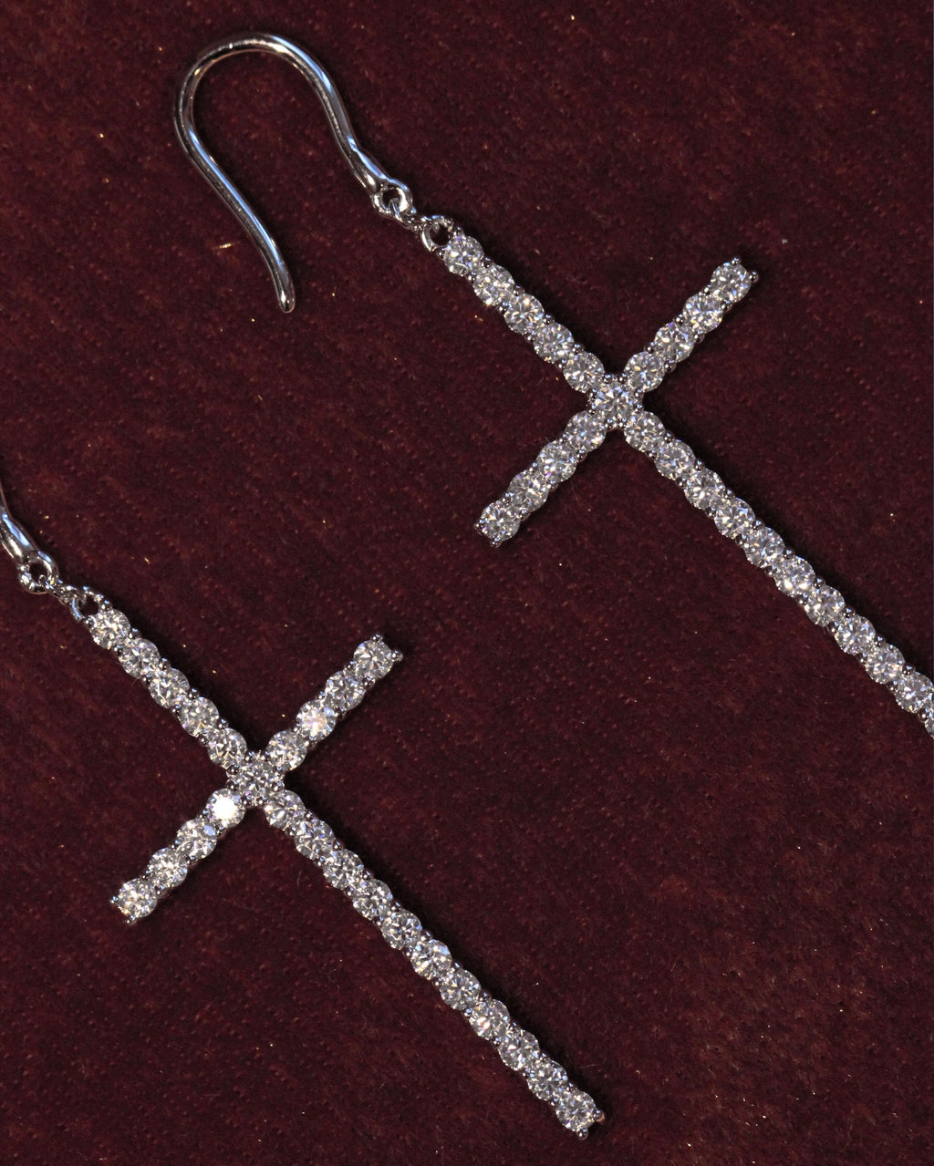 Moissanite Cross Earrings: Sterling Silver Dangle Earrings