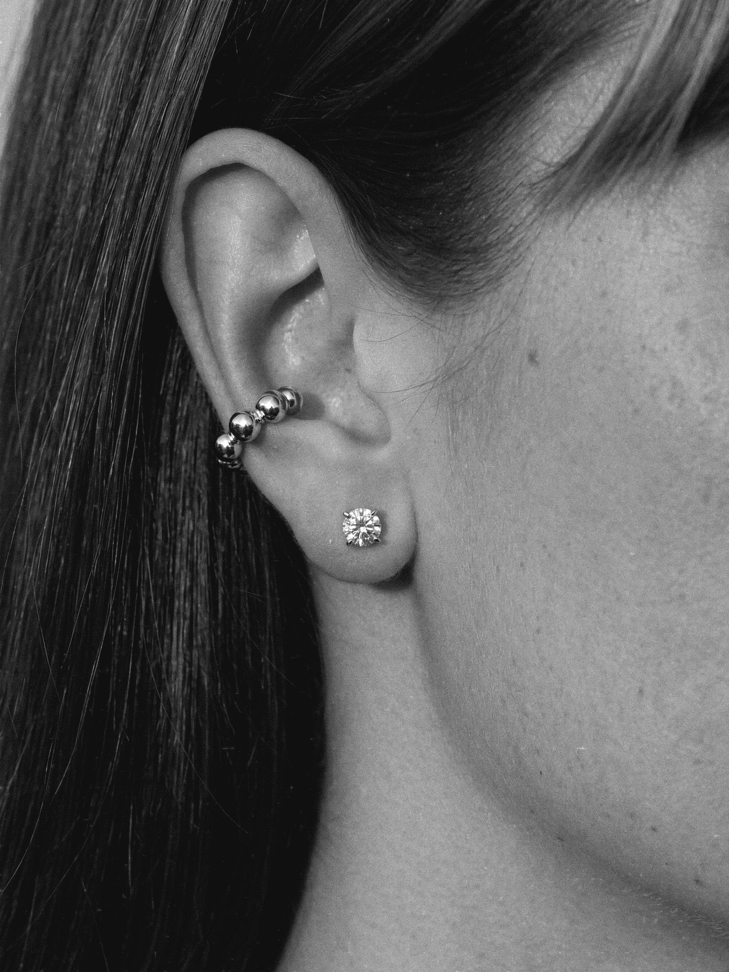 Bubbly Ear Cuff. Rhodium-plated Sterling Silver 925