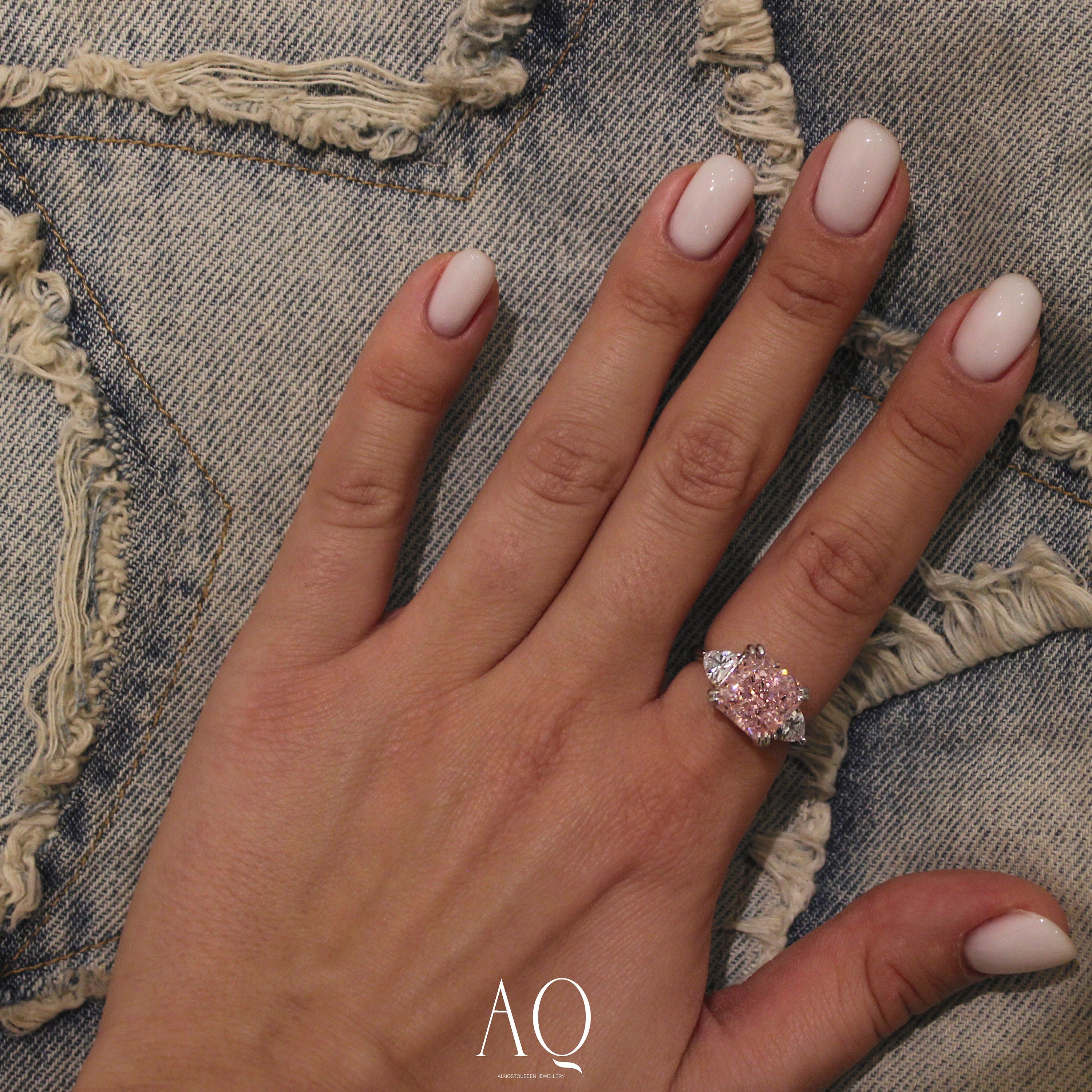 Pink & Fabulous. Rhodium-plated Sterling Silver 925 Ring with Pink High Carbon Diamond.