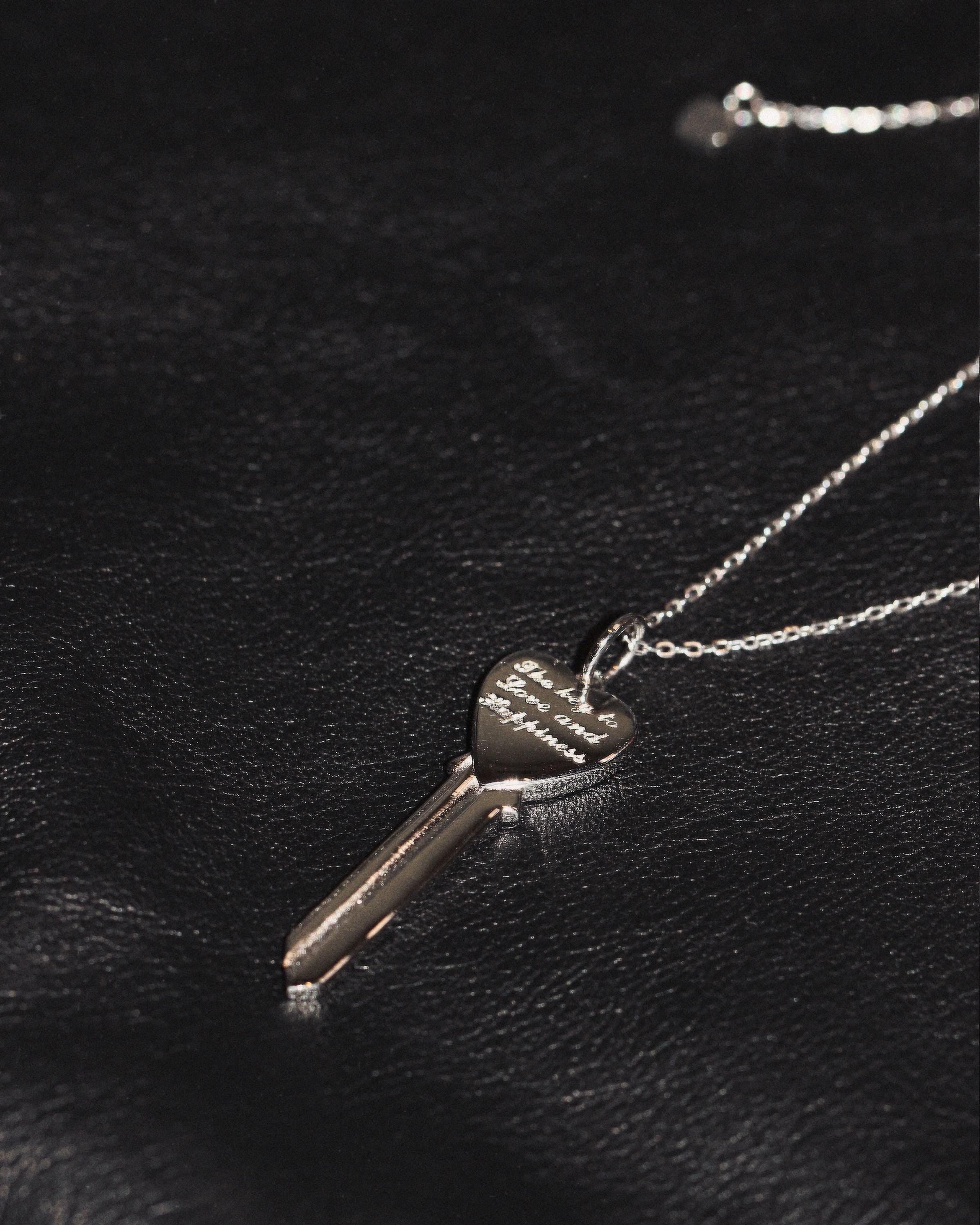 Sterling Silver Key Pendant Necklace: Spiritual Jewelry, Adjustable Chain.
