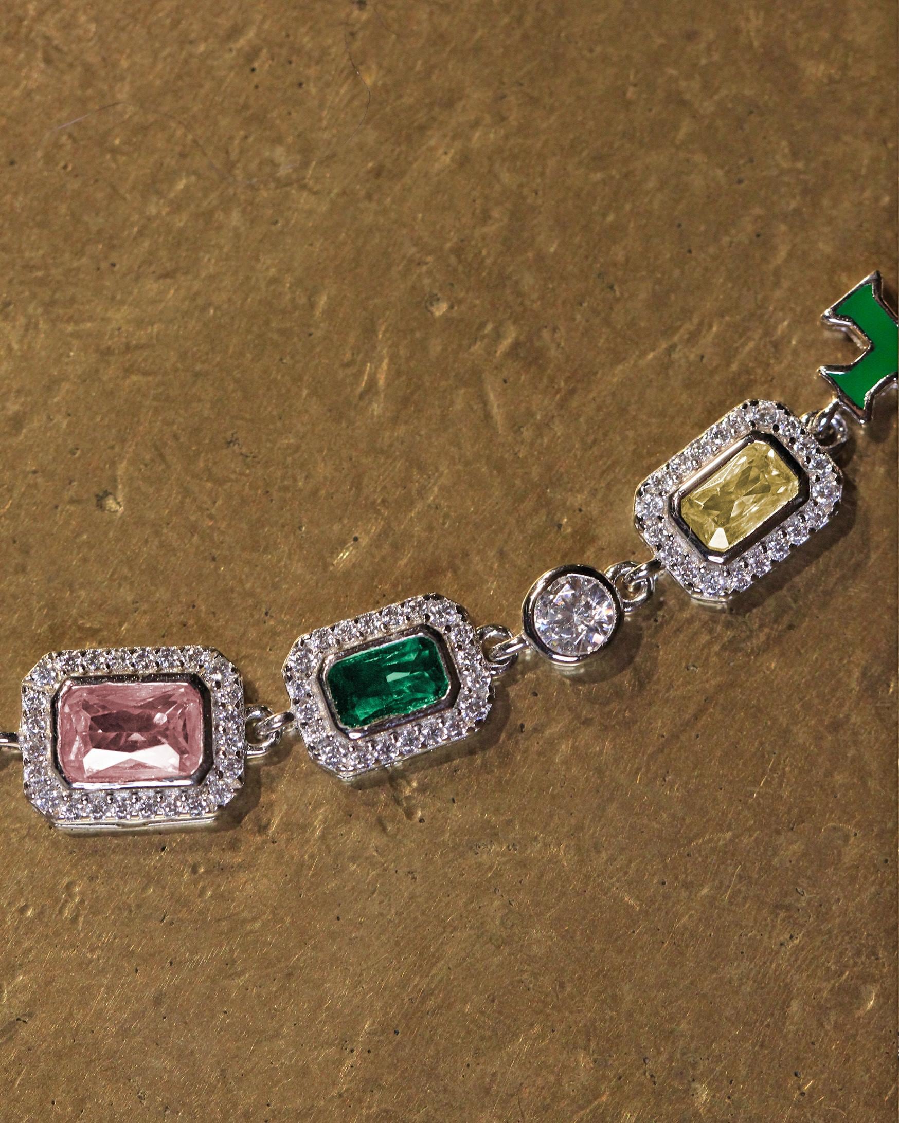 Gem Symphony Choker. Rhodium-plated Sterling Silver 925 + High Carbon Diamonds.