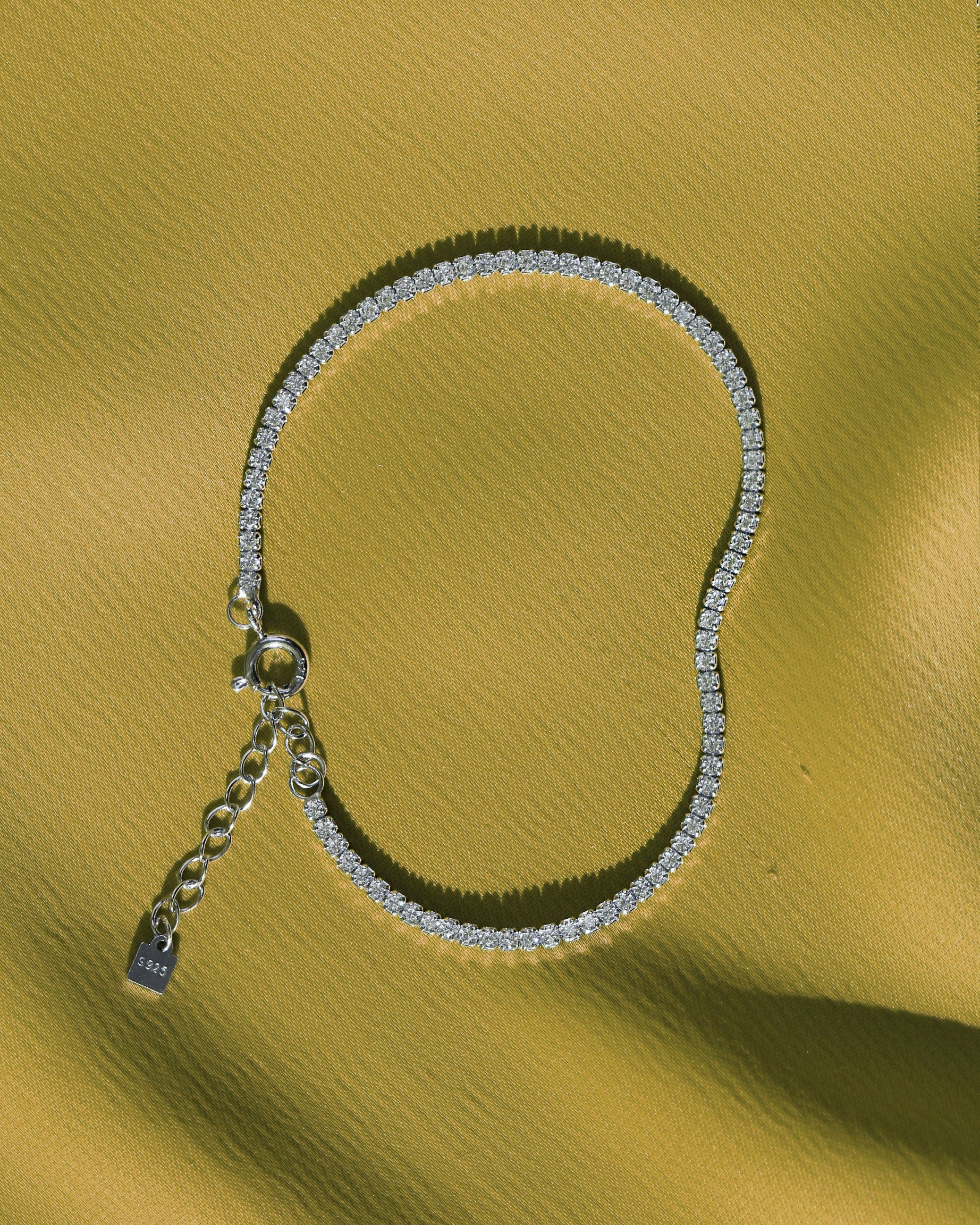 Dainty Sterling Silver 925 Tennis Bracelet: High Carbon Diamonds.