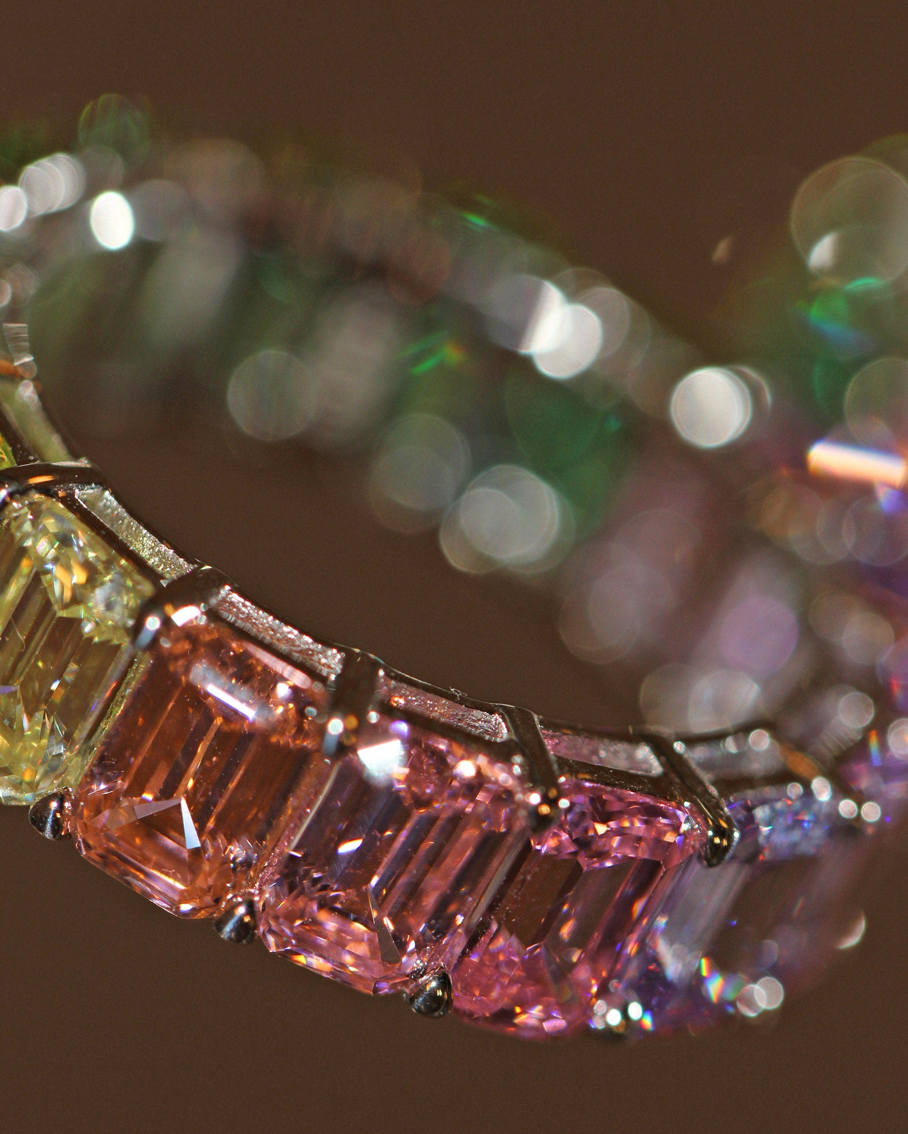 Gradient of Joy Ring. Emerald Cut High Carbon Diamond Ring. Rhodium-plated Sterling Silver 925.