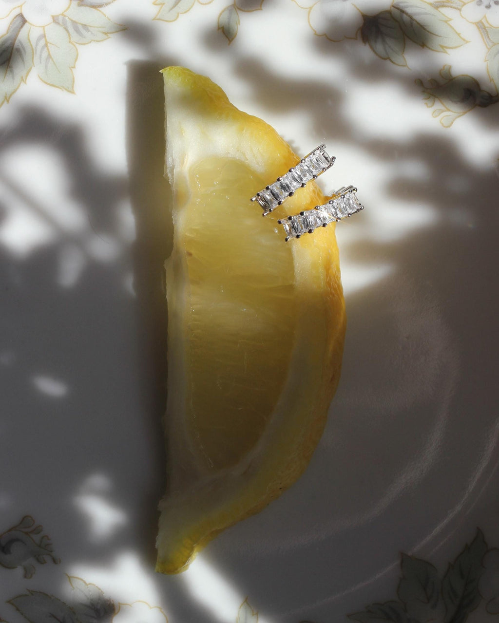 Mini Hoop Earrings: Rhodium-plated Sterling Silver 925 + High Carbon Diamonds