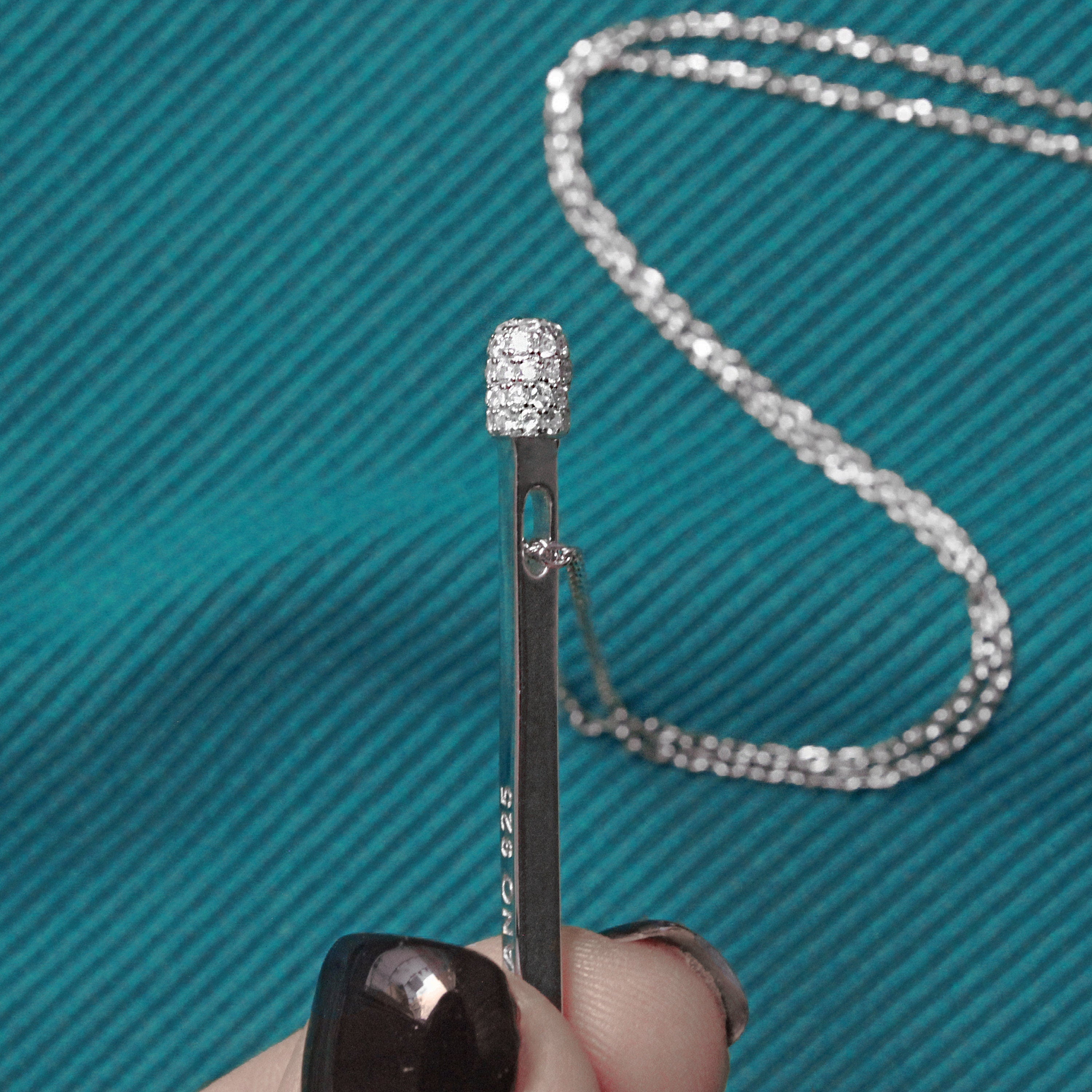 Match Pendant Necklace. Rhodium-plated Sterling Sterling Silver 925 + High Carbon Diamonds.