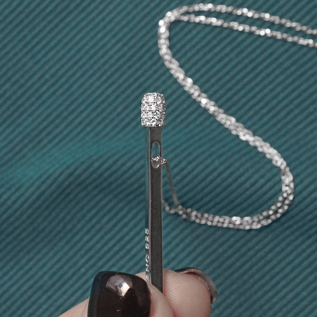 Match Pendant Necklace. Rhodium-plated Sterling Sterling Silver 925 + High Carbon Diamonds.