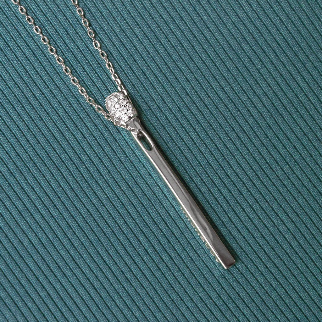 Match Pendant Necklace. Rhodium-plated Sterling Sterling Silver 925 + High Carbon Diamonds.