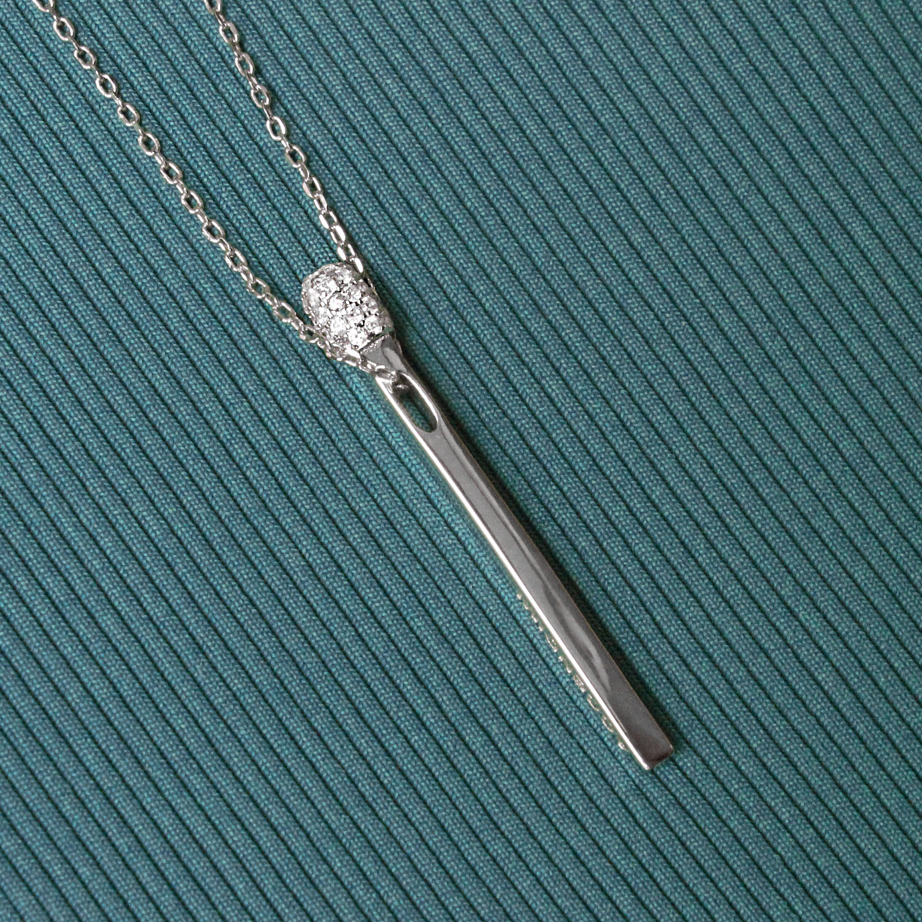 Match Pendant Necklace. Rhodium-plated Sterling Sterling Silver 925 + High Carbon Diamonds.