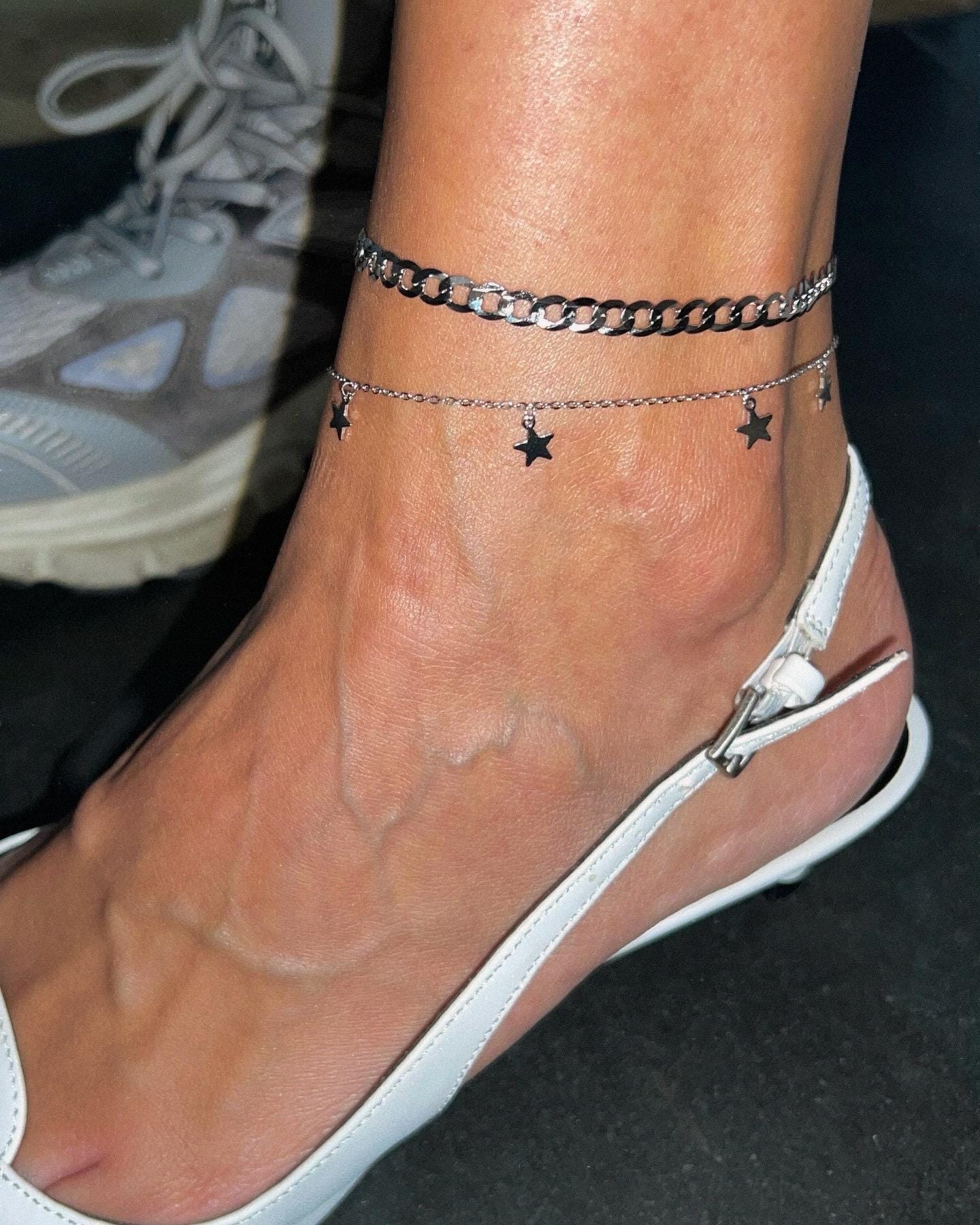 Bold chain anklet: rhodium plated 925 sterling silver ankle chain.