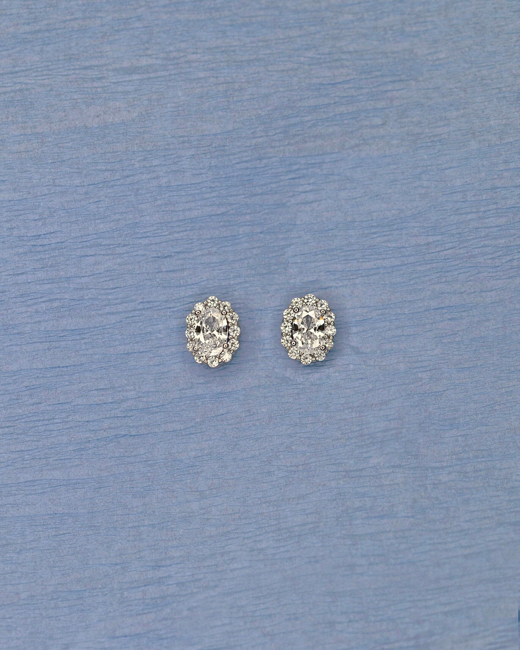 Petite Oval Studs: Sterling Silver 925 High Carbon Diamond Earrings.