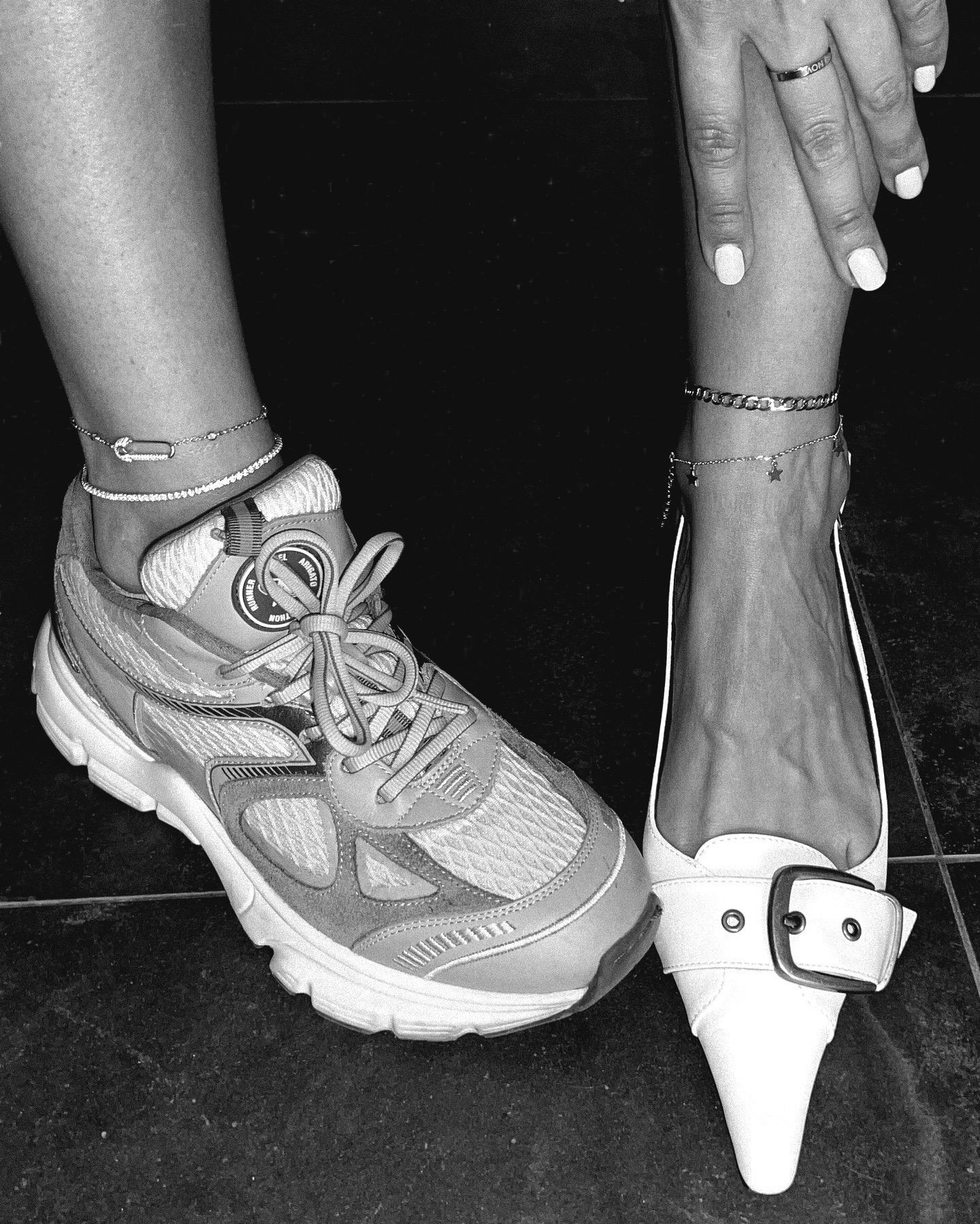 Sterling Silver Safety Pin Anklet: High Carbon Diamond Accent.