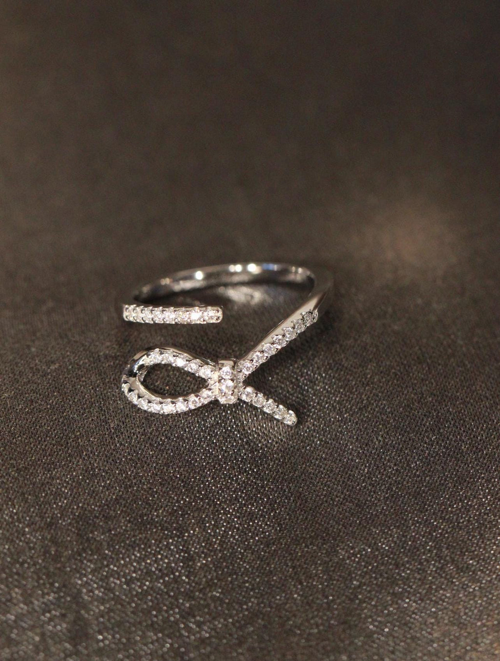 Sterling Silver Knot Ring: High Carbon Diamond Bow Ring