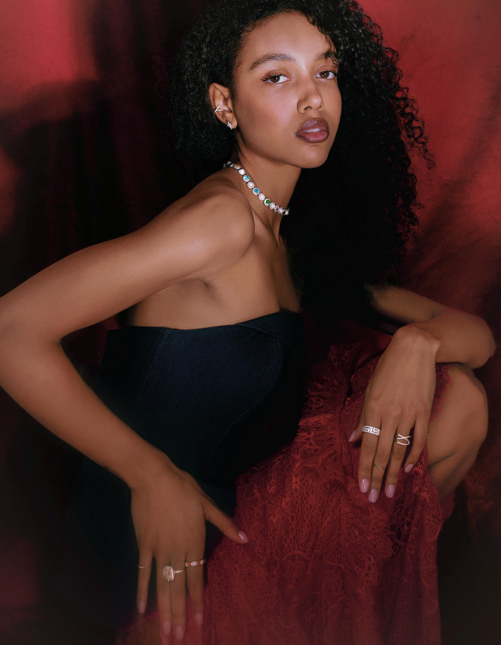 Joyful Bubbles Choker. Rhodium-plated Sterling Silver 925 + High Carbon Diamonds.