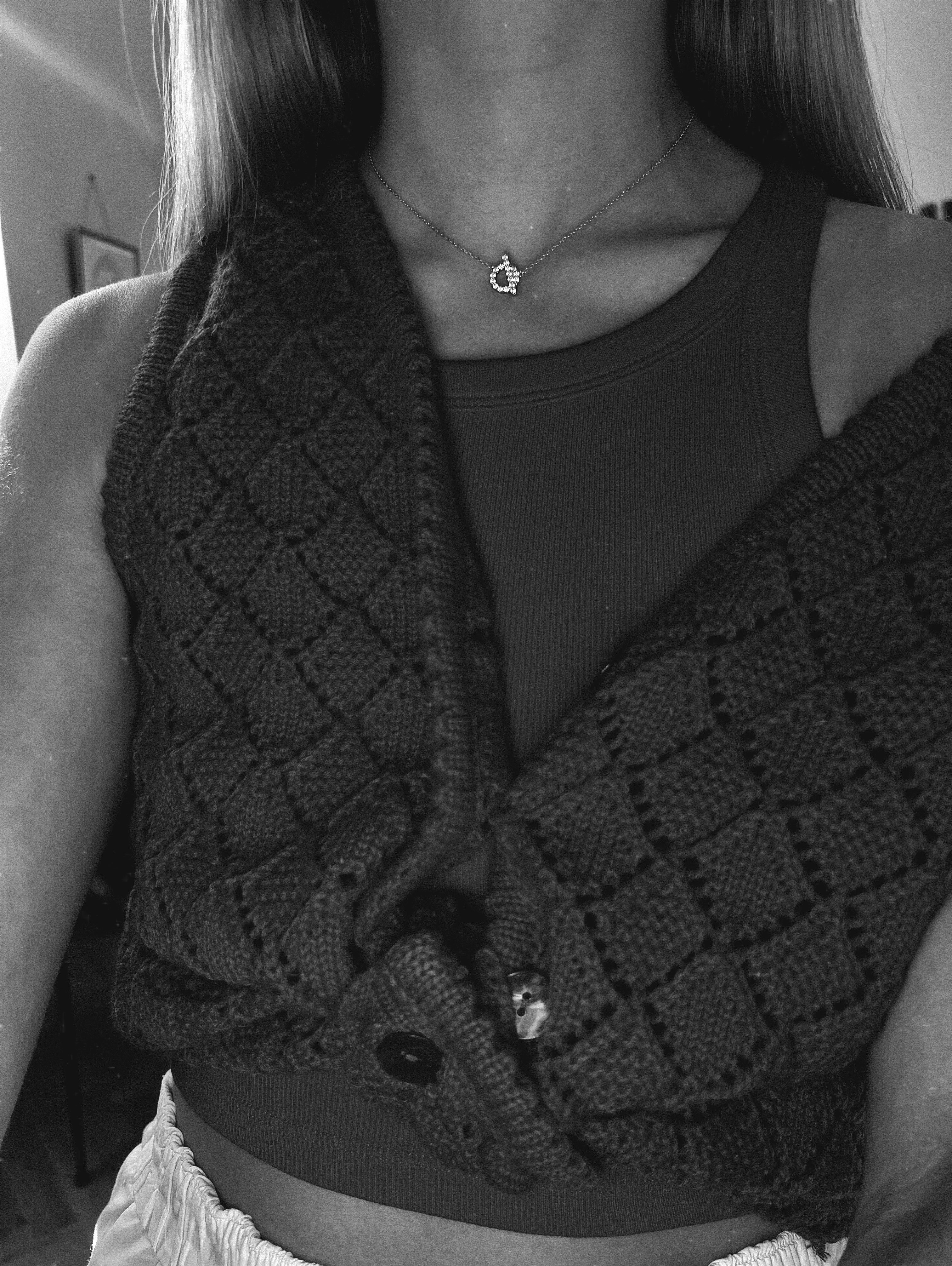 Dainty Necklace. Rhodium-plated Sterling Silver 925 + Moissanites.