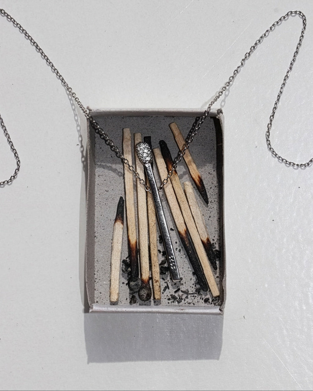 Match Pendant Necklace. Rhodium-plated Sterling Sterling Silver 925 + High Carbon Diamonds