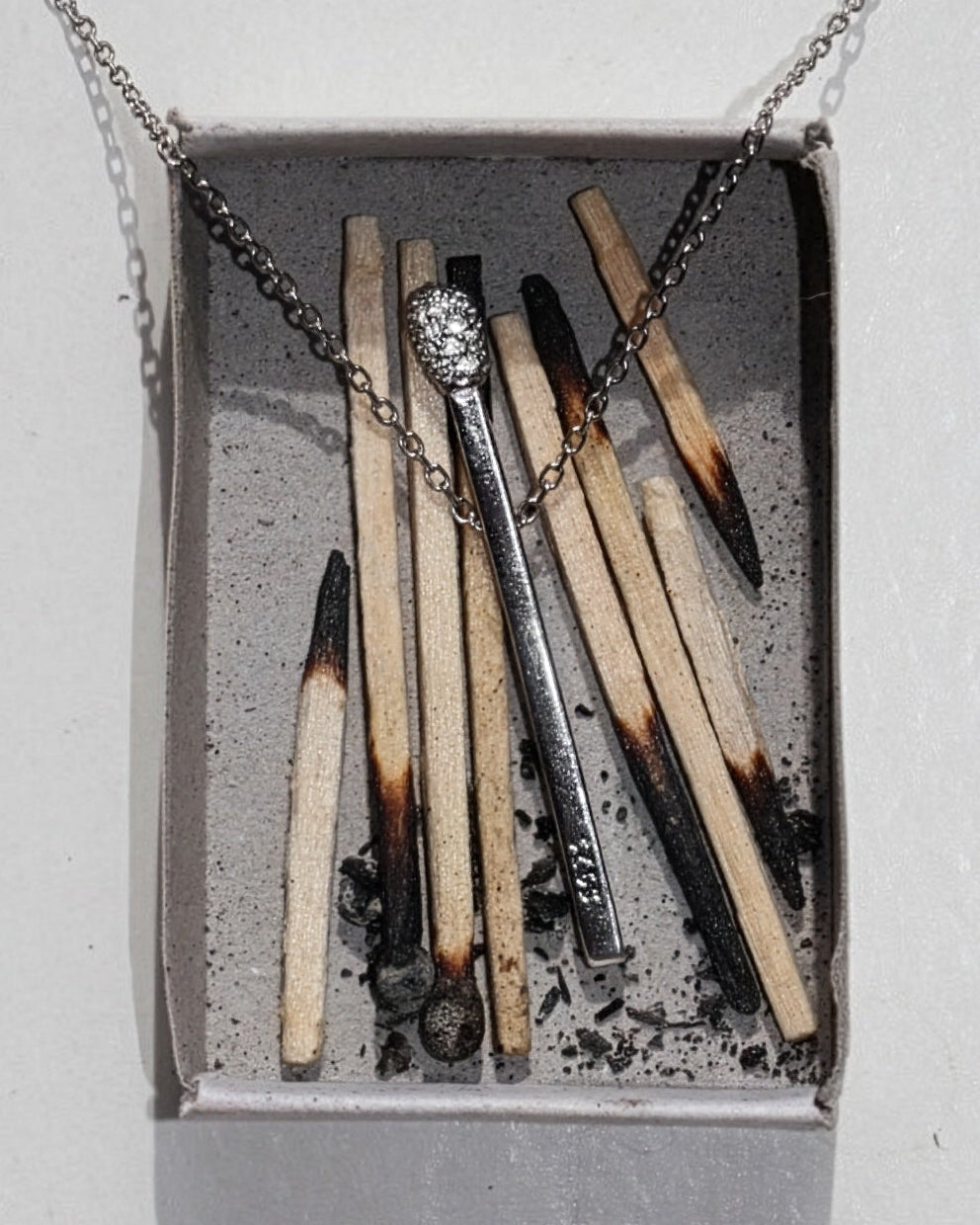 Match Pendant Necklace. Rhodium-plated Sterling Sterling Silver 925 + High Carbon Diamonds