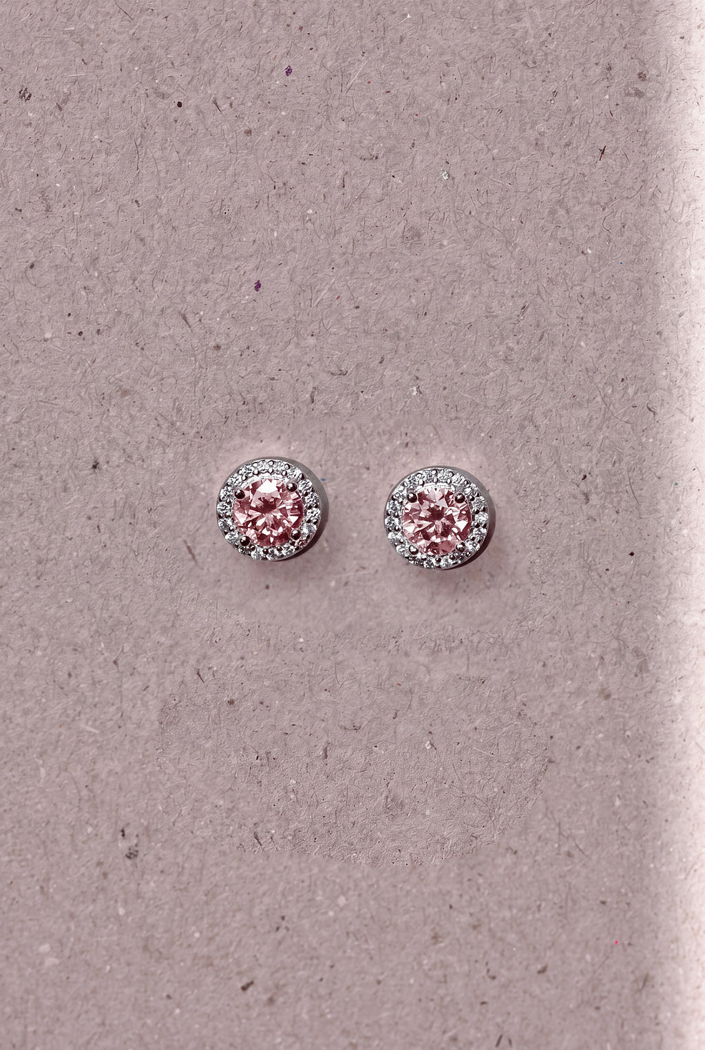 Elegant Moissanite Pink Stud Earrings. Rhodium-plated Sterling Silver 925