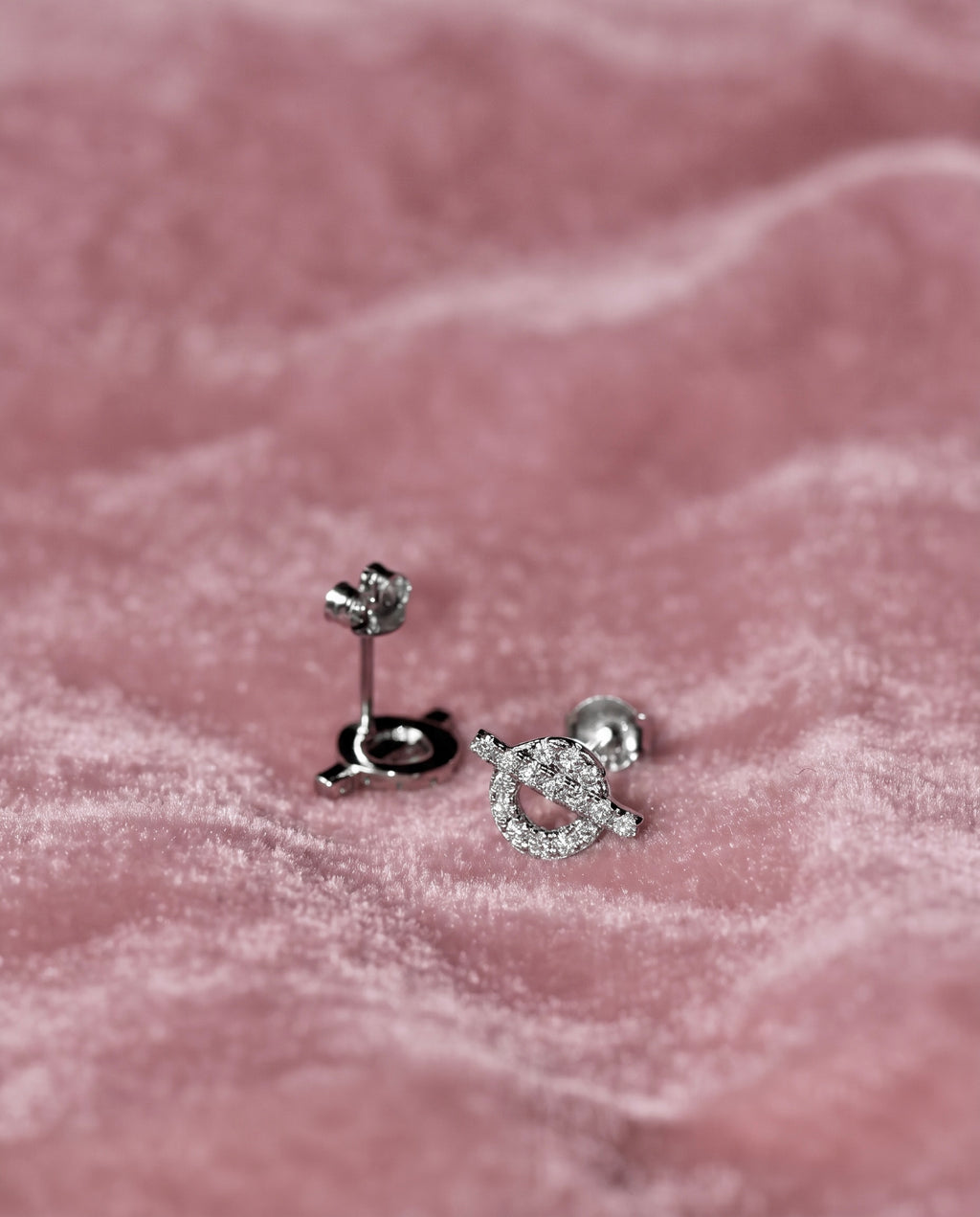 Dainty Stud Earrings: Moissanites + Rhodium-plated Sterling Silver 925