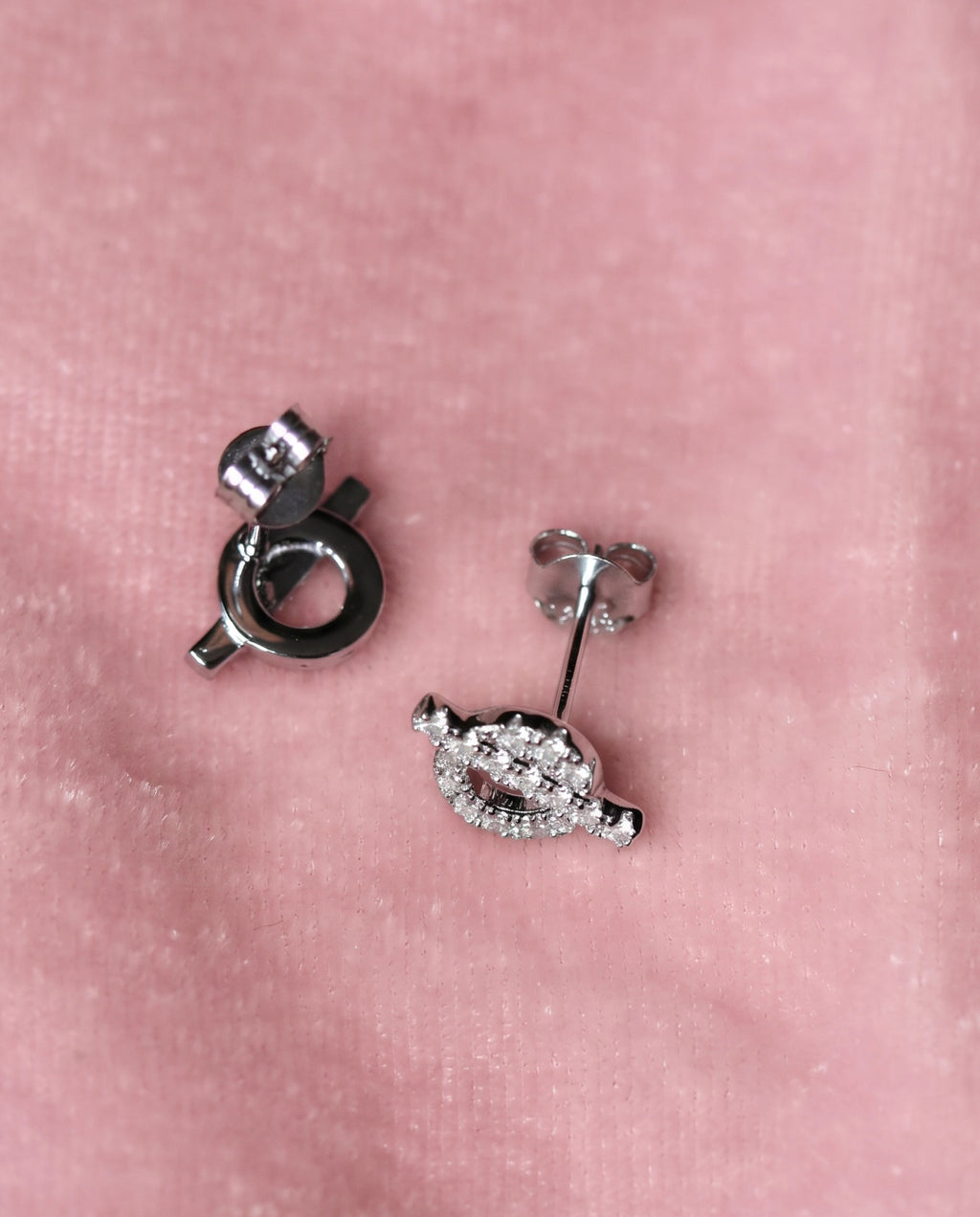 Dainty Stud Earrings: Moissanites + Rhodium-plated Sterling Silver 925