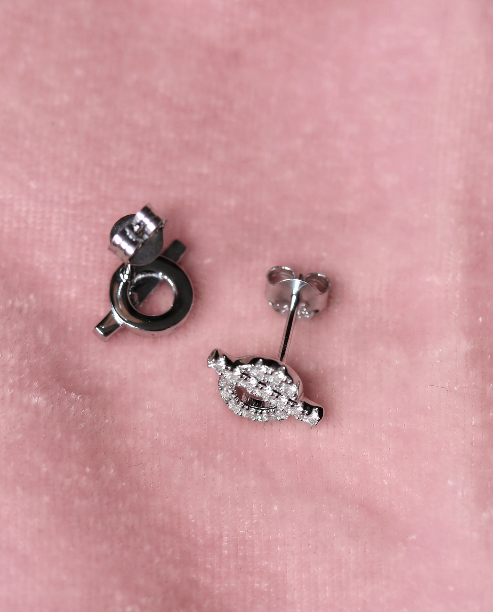 Dainty Stud Earrings: Moissanites + Rhodium-plated Sterling Silver 925
