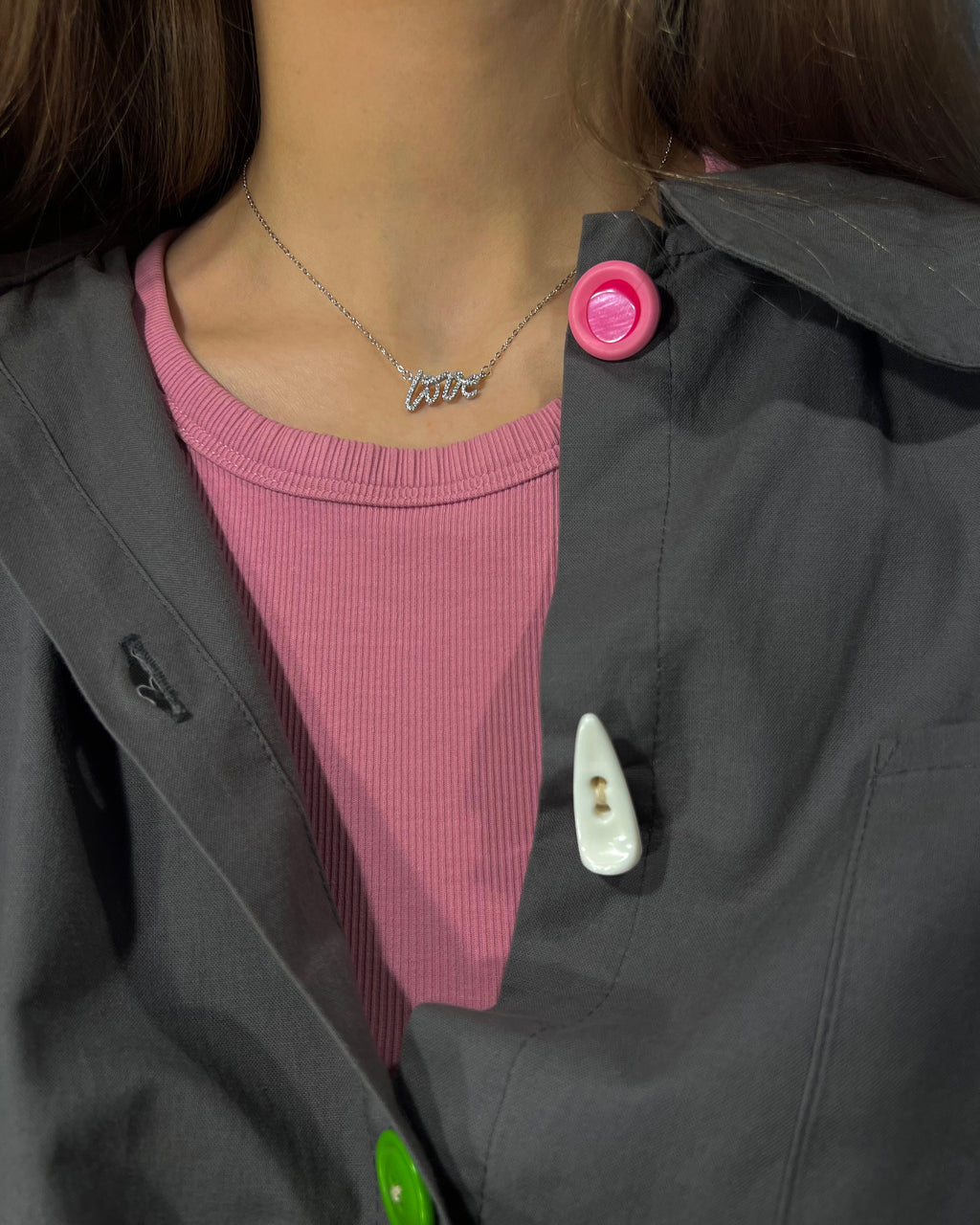 Love Necklace. Rhodium-plated Sterling Silver 925 + High Carbon Diamonds.