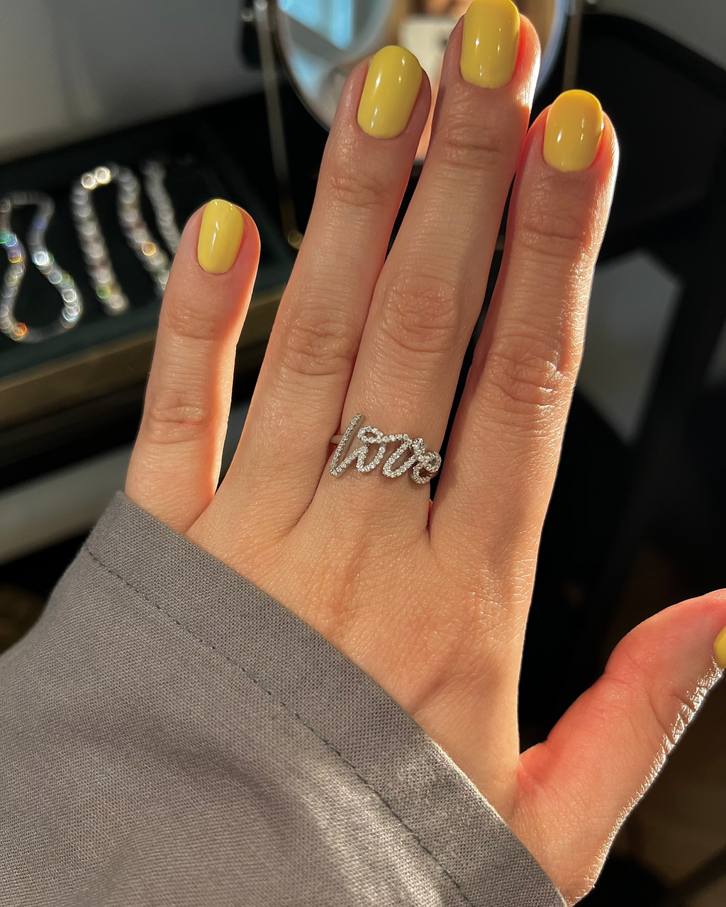 Love Ring. Rhodium-plated Sterling Silver 925 + High Carbon Diamonds.