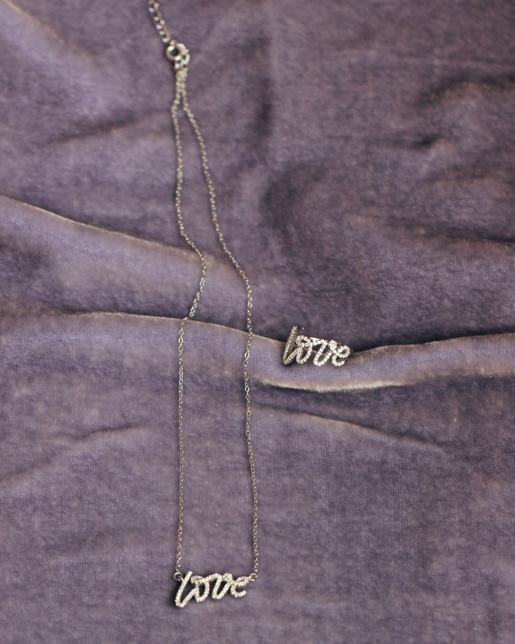 Love Necklace. Rhodium-plated Sterling Silver 925 + High Carbon Diamonds.