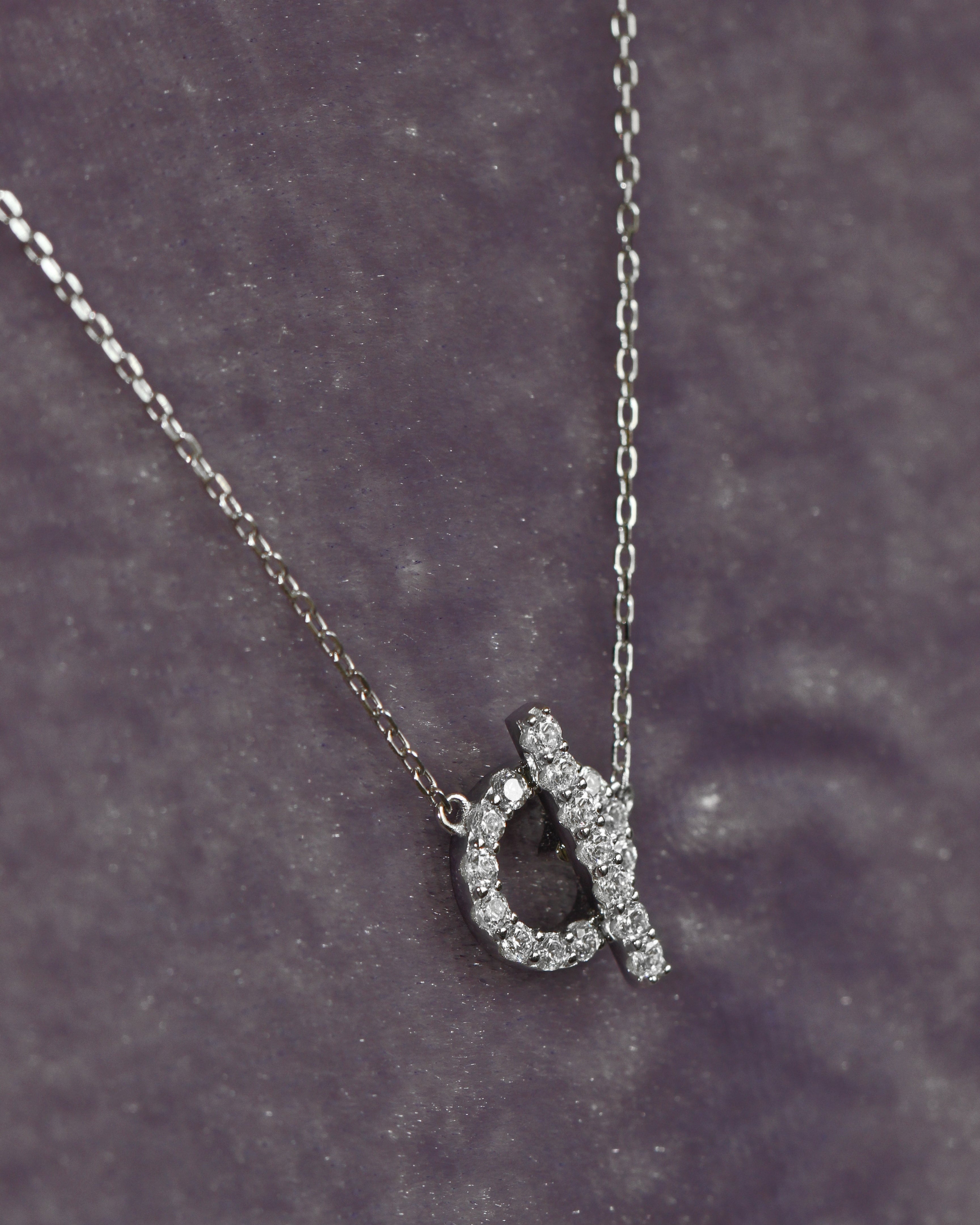 Dainty Necklace. Rhodium-plated Sterling Silver 925 + Moissanites.