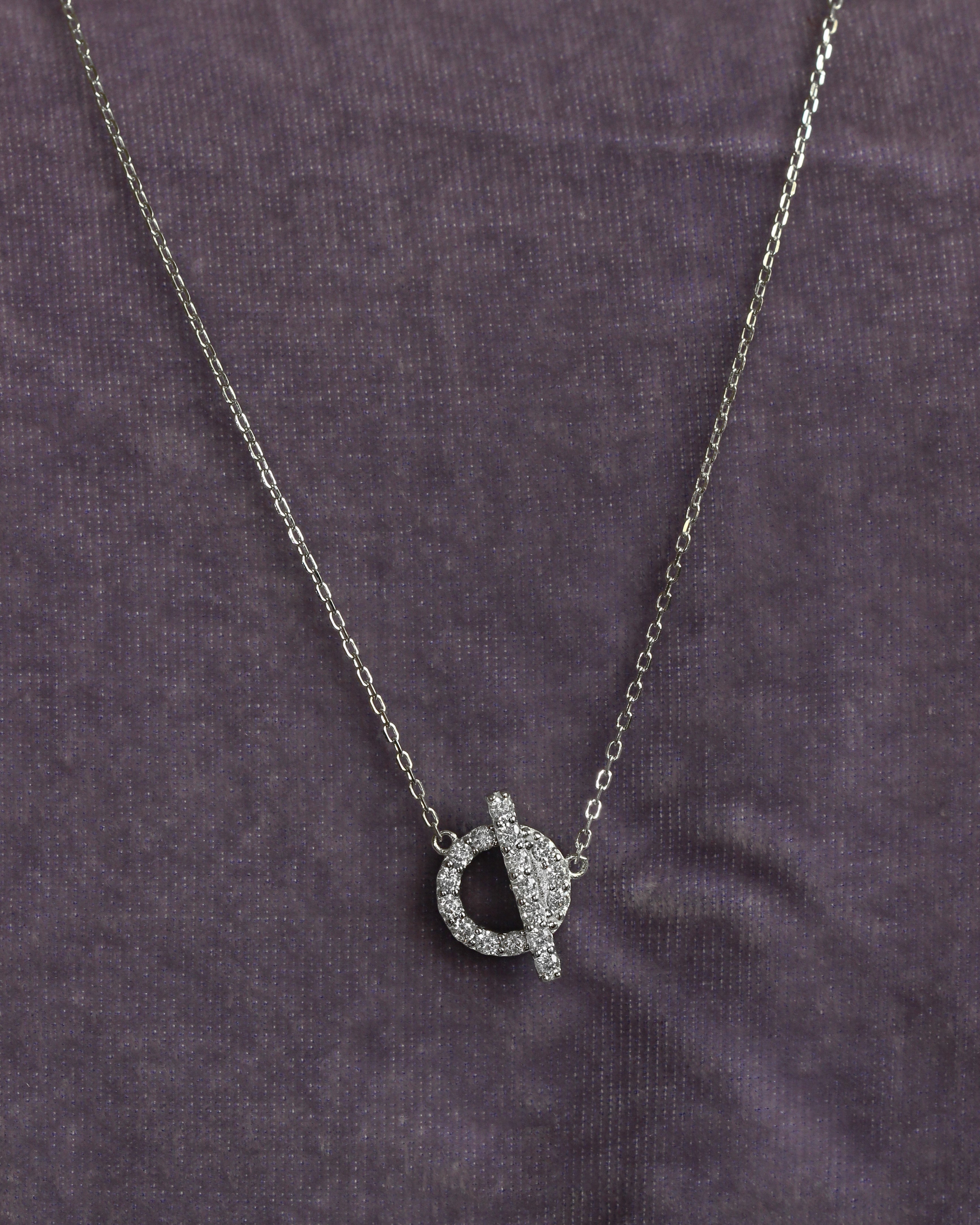 Dainty Necklace. Rhodium-plated Sterling Silver 925 + Moissanites.